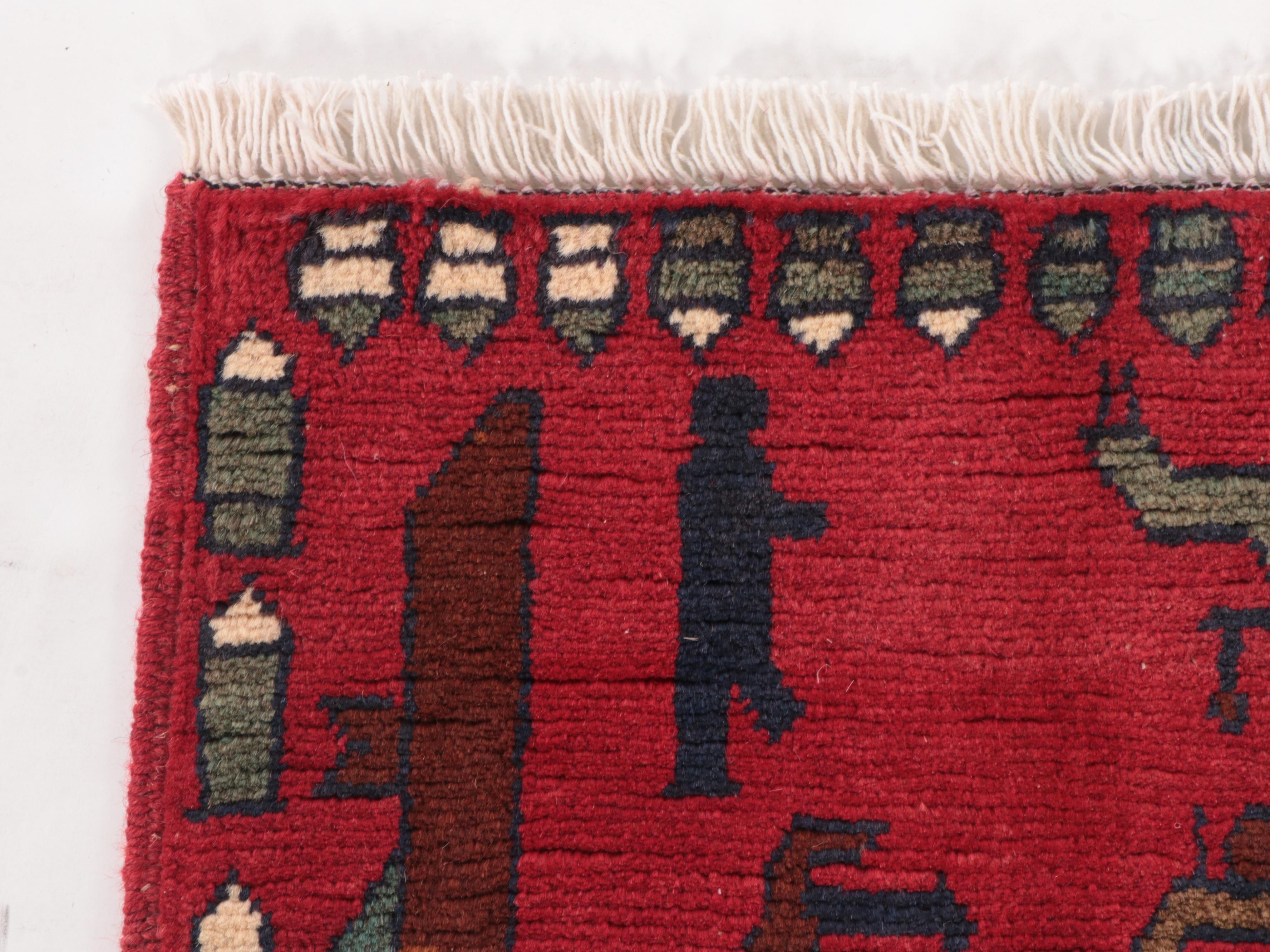 2'1 x 2'9 Hand-Knotted Afghan Pictorial War Accent Rug