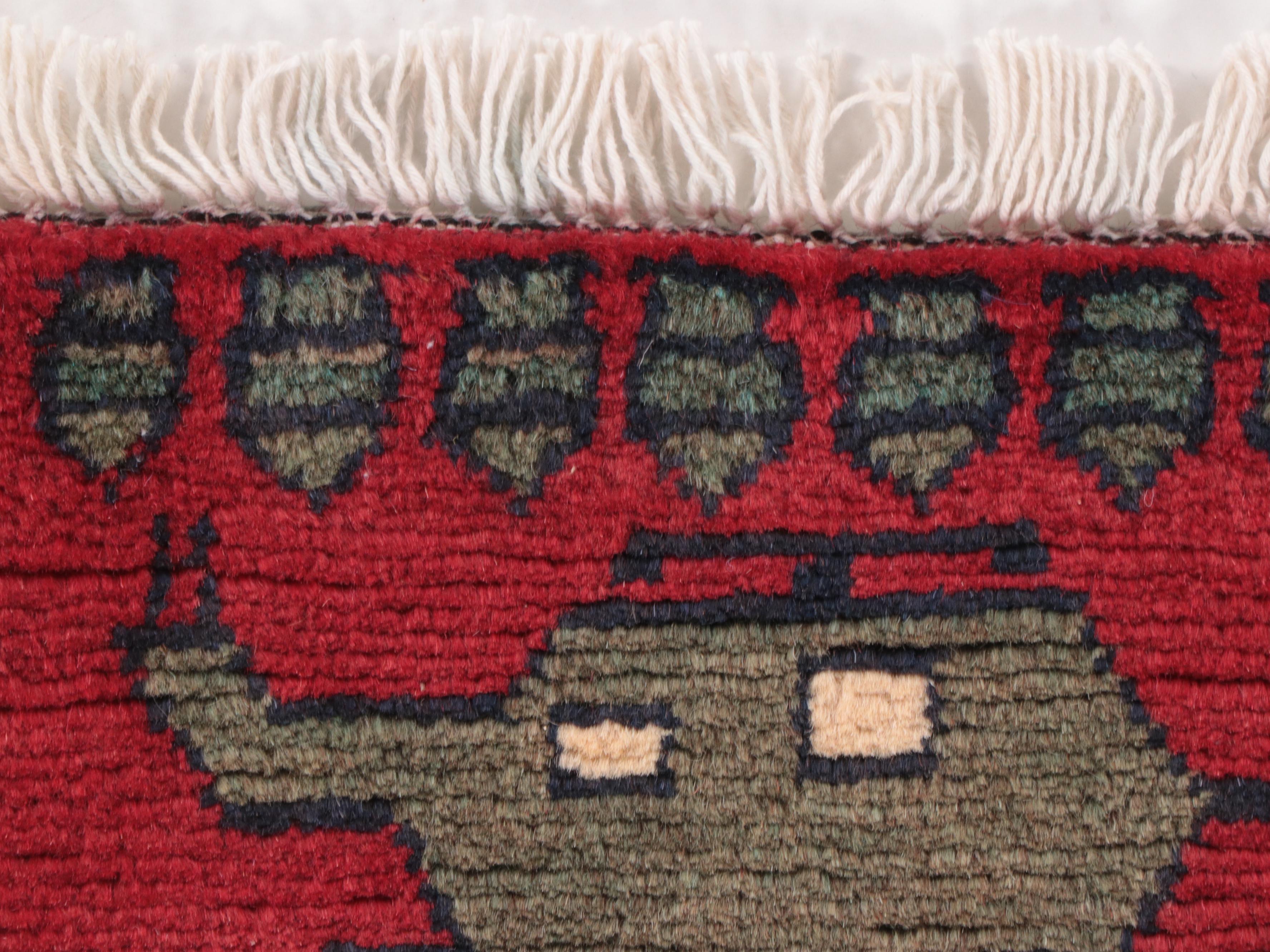 2'1 x 2'9 Hand-Knotted Afghan Pictorial War Accent Rug