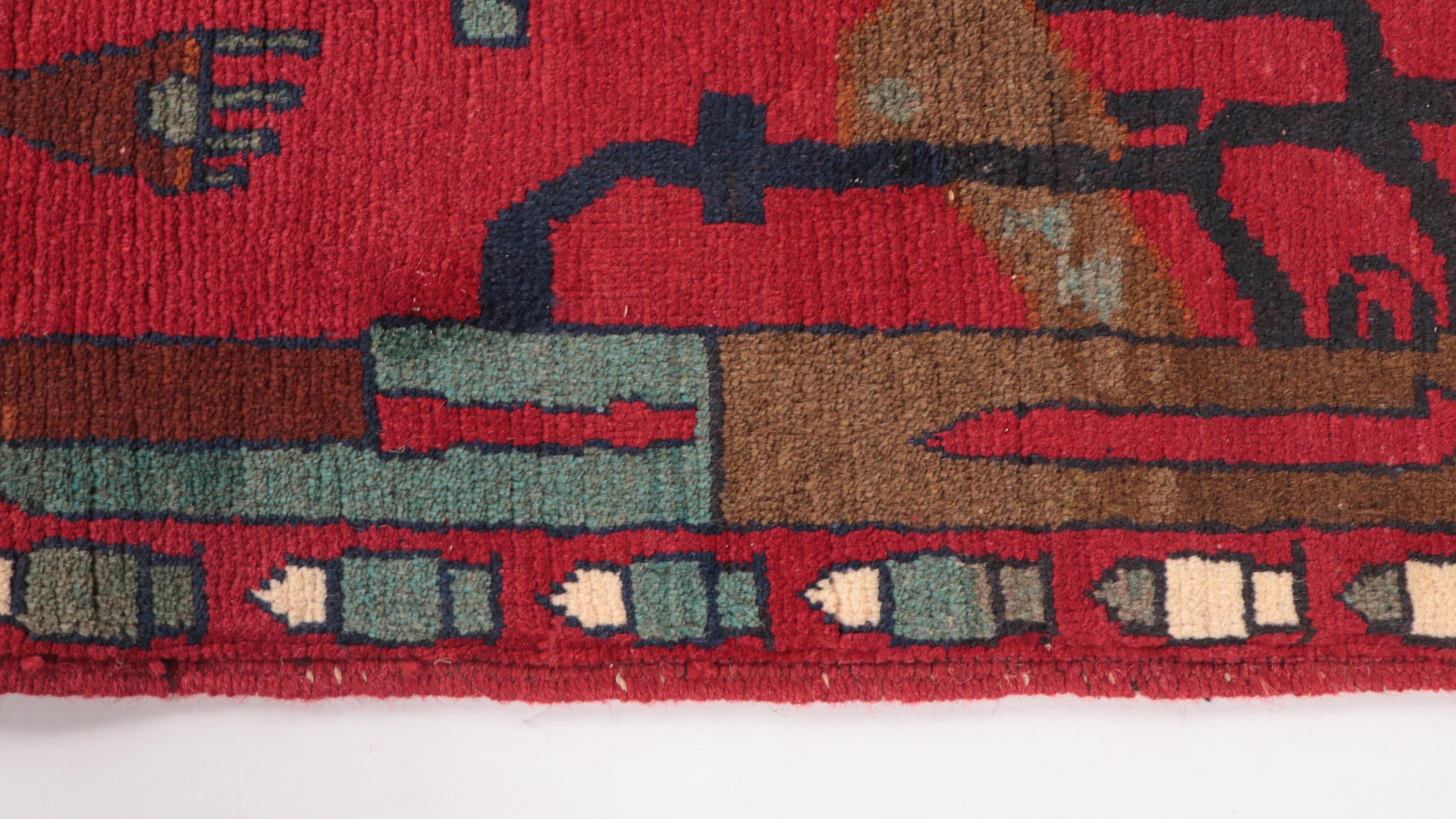 2'1 x 2'9 Hand-Knotted Afghan Pictorial War Accent Rug