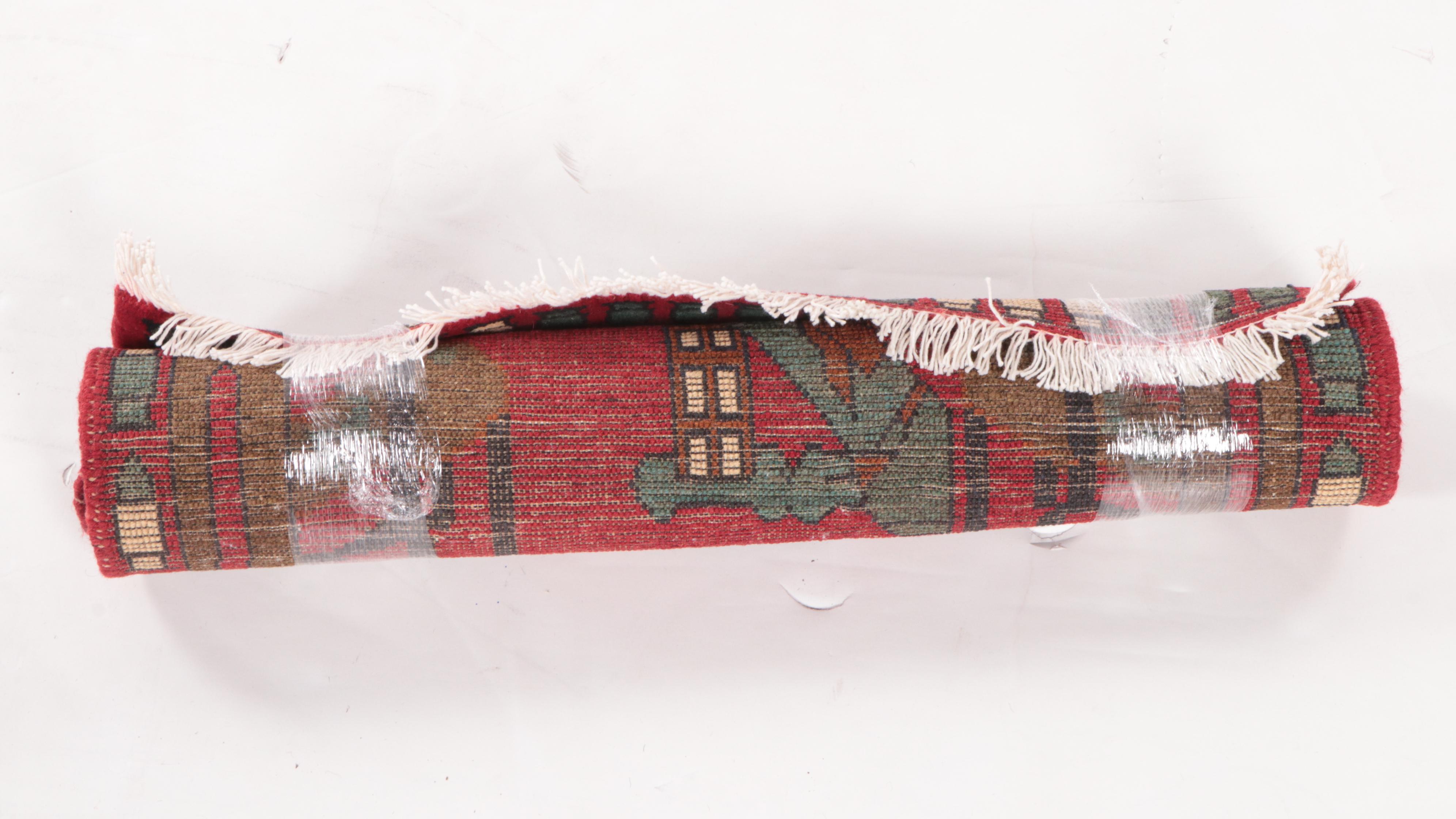 2'1 x 2'9 Hand-Knotted Afghan Pictorial War Accent Rug