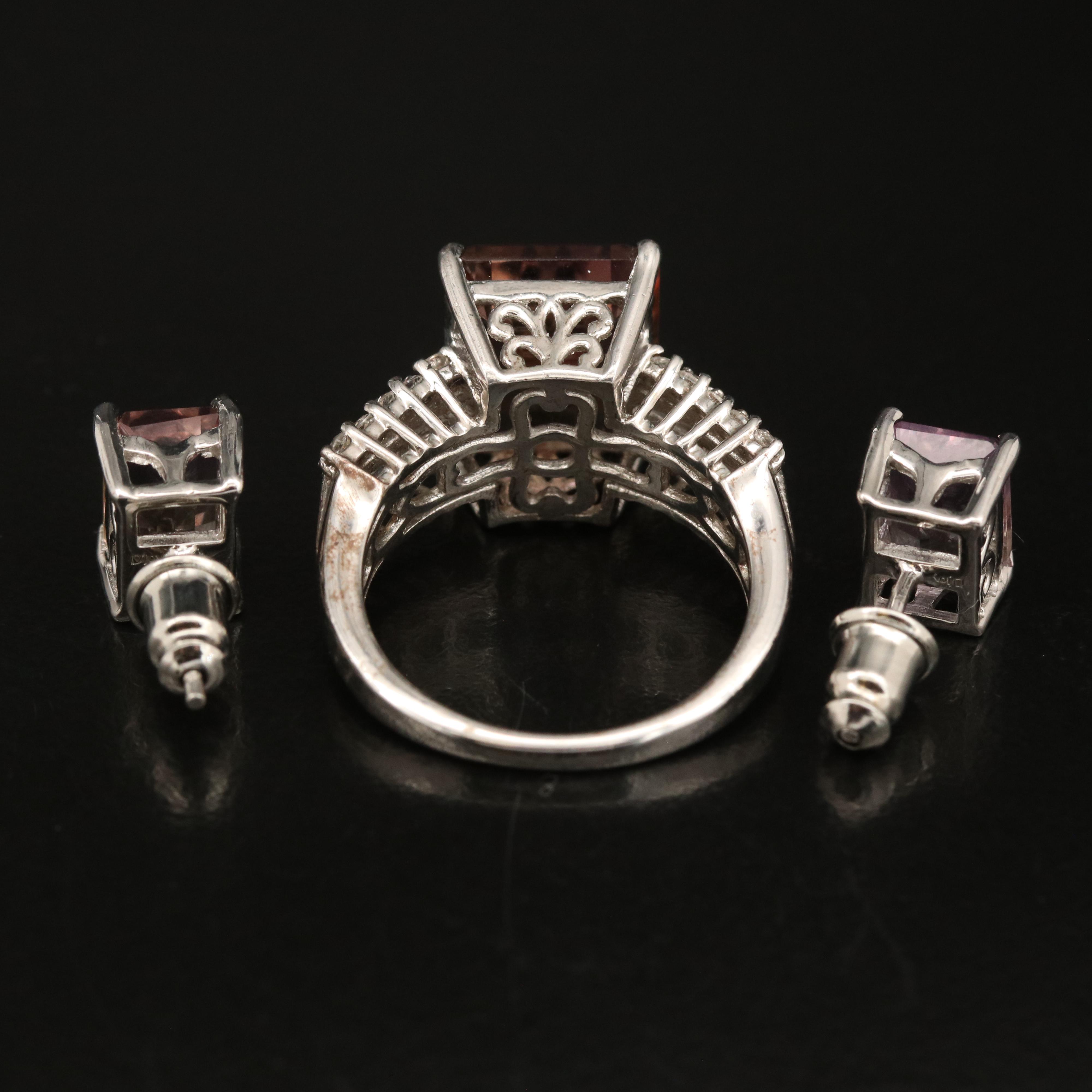 Sterling Ametrine and Topaz Ring and Earrings