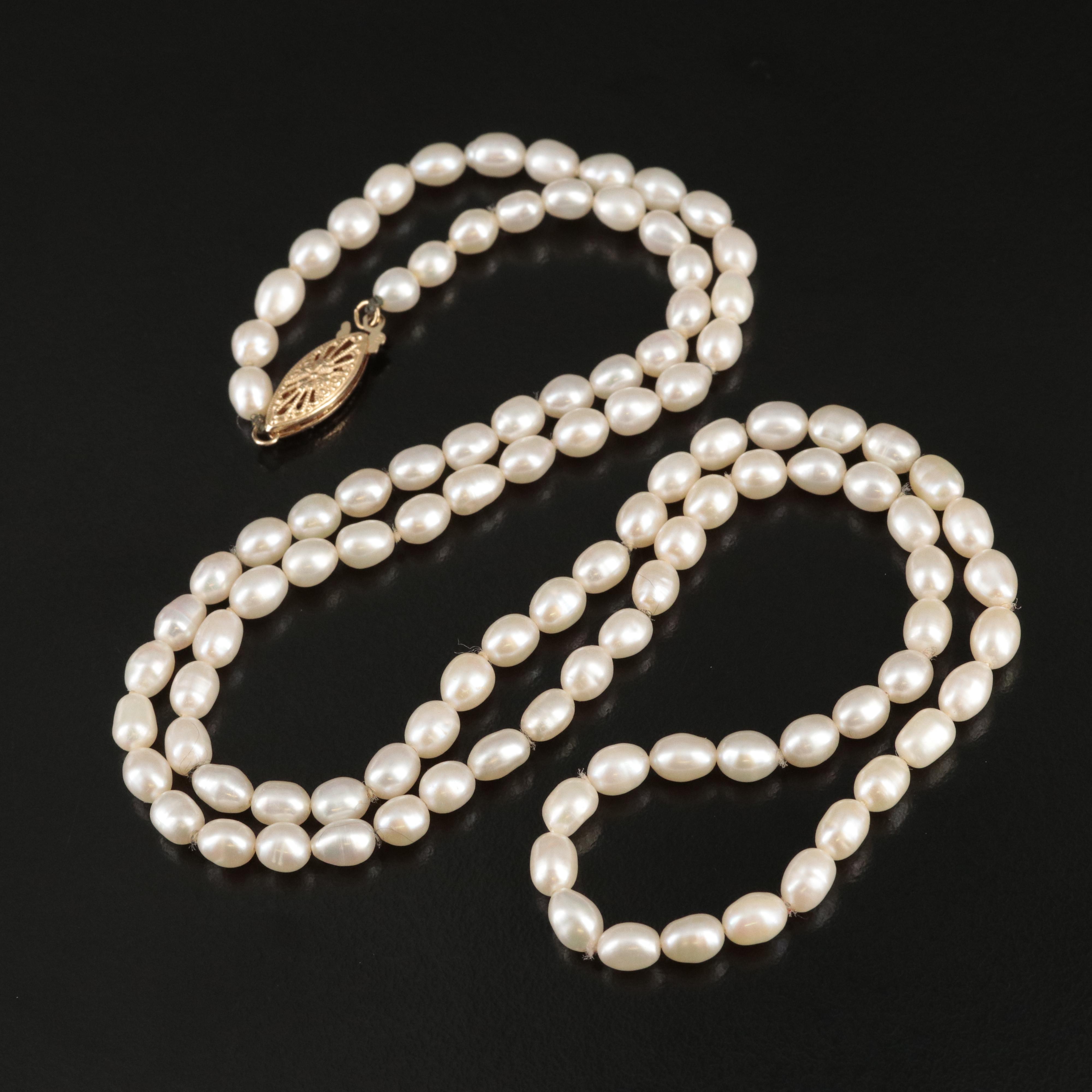 Pearl Necklace with 14K Clasp