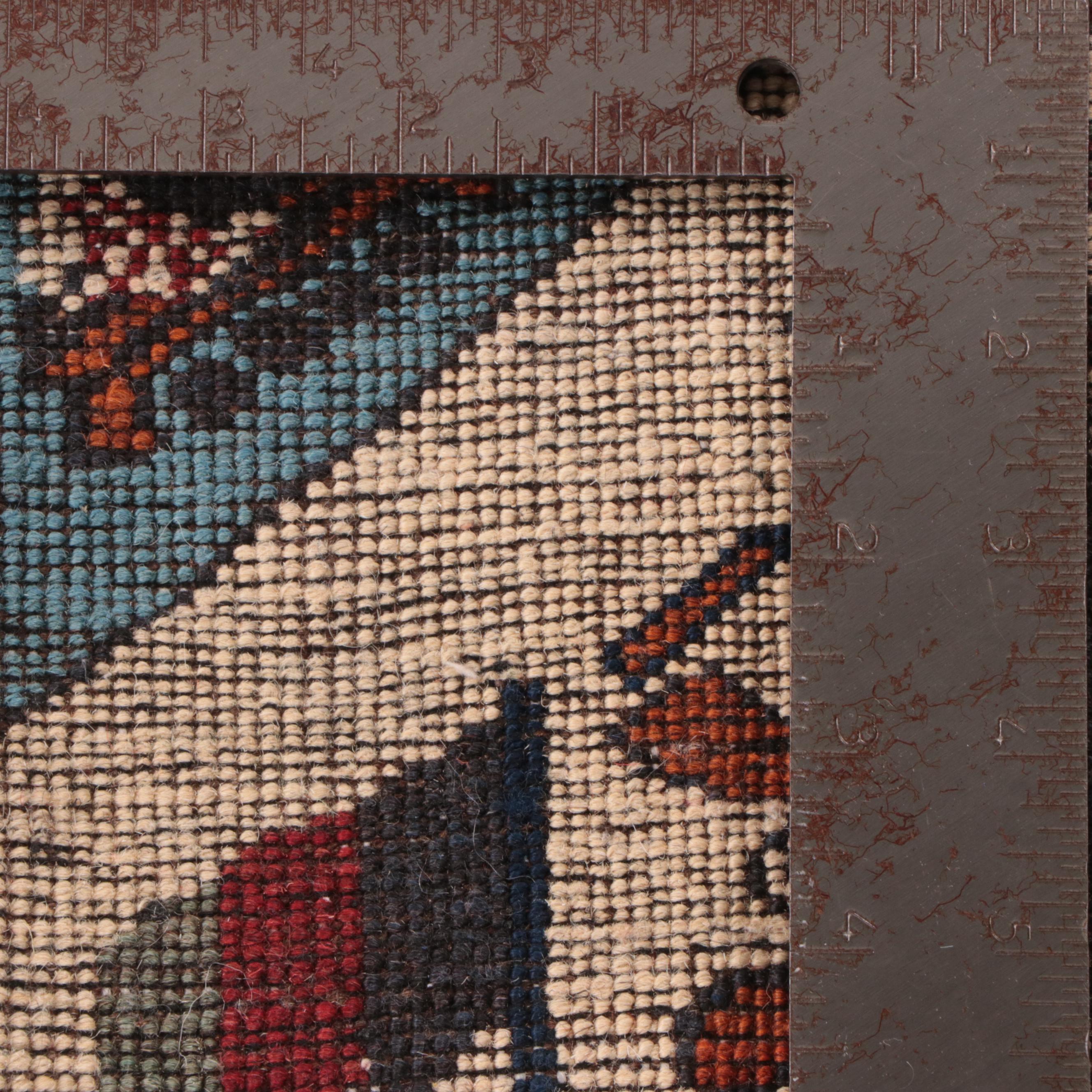 2' x 2'9 Hand-Knotted Afghan Pictorial War Accent Rug