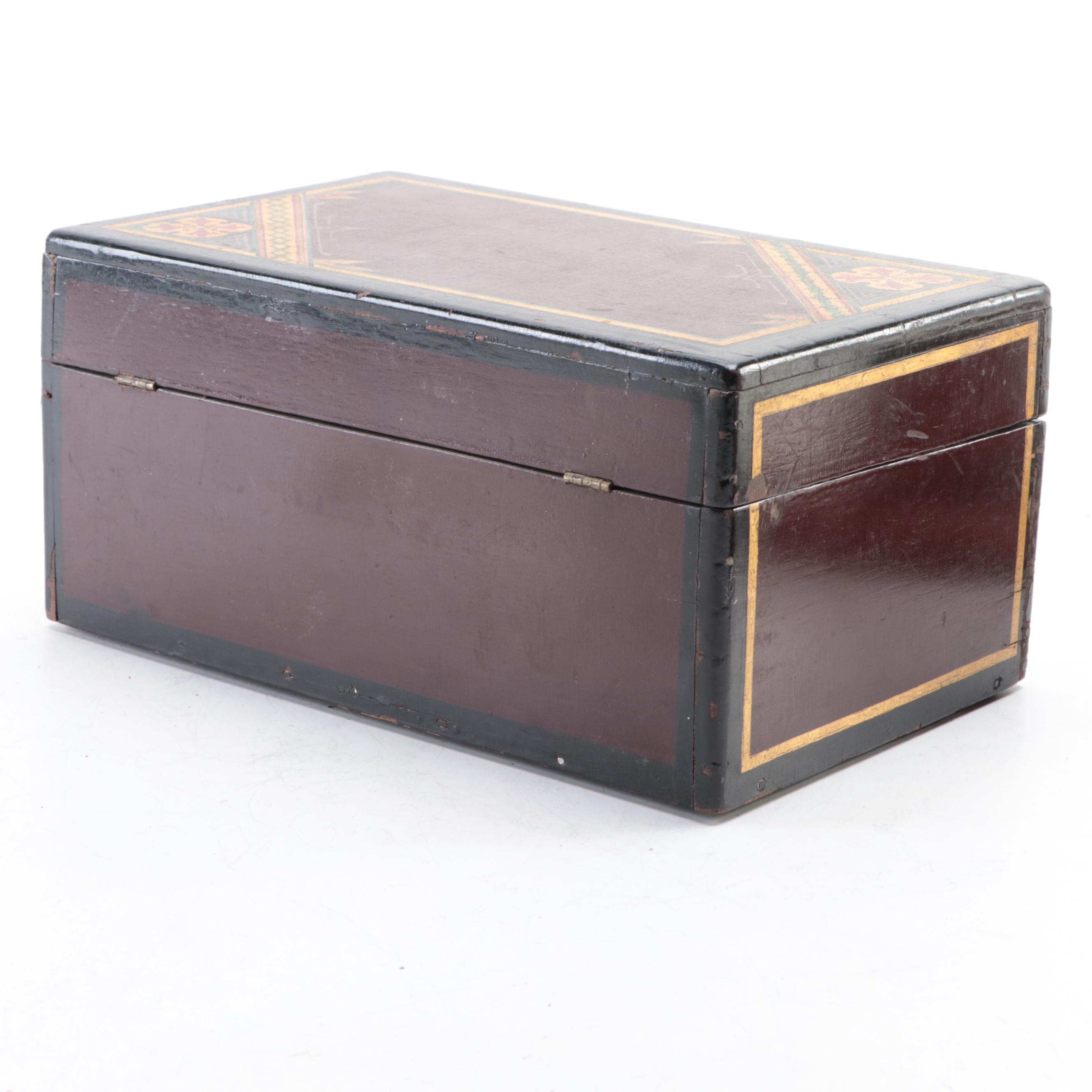 Chris Ramsey Cherry Top Hat with Victorian Cribbage Board and Painted Box