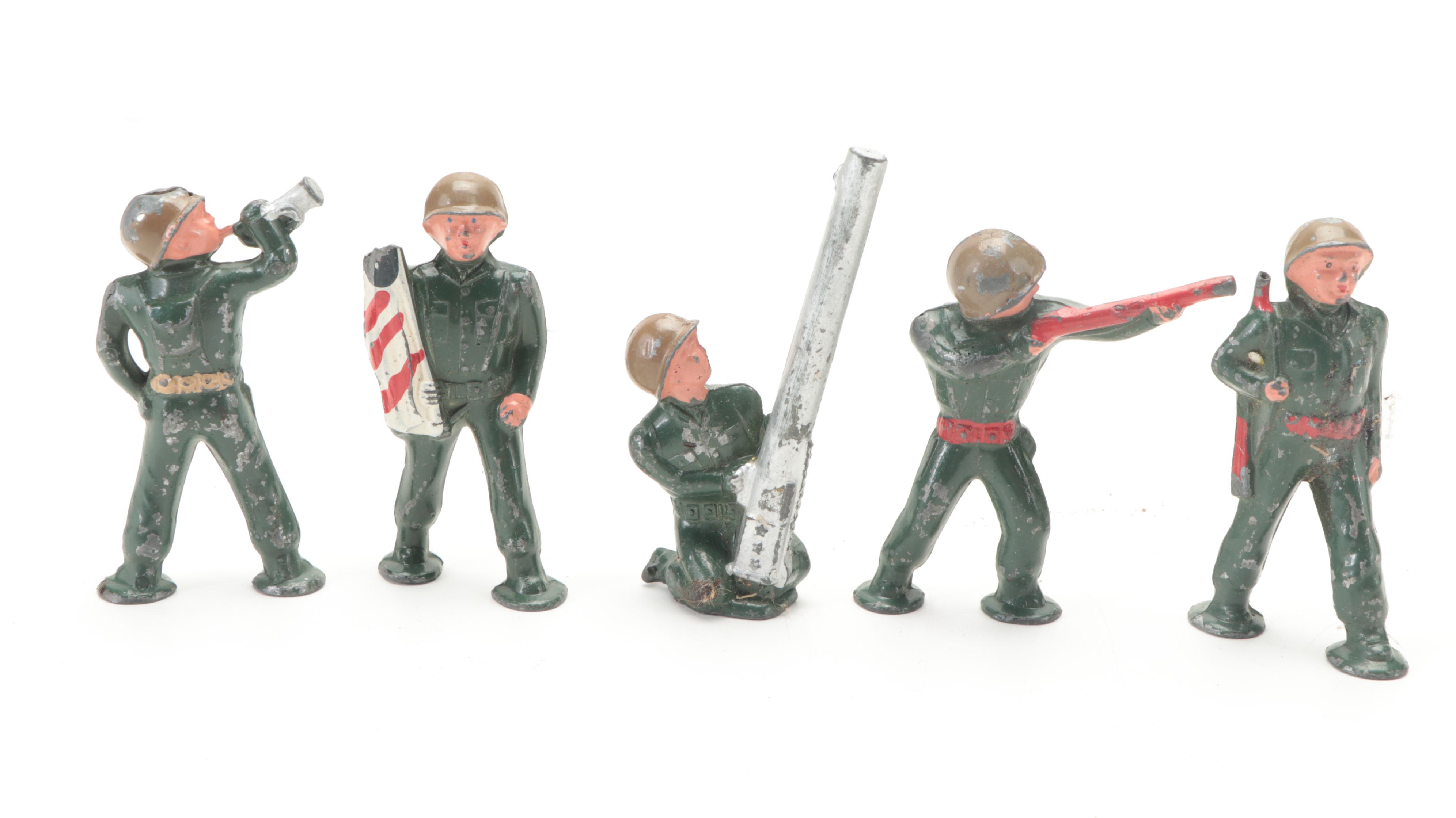 Barclay and More Lead Toy Soldiers, Native Americans, Vehicles, Mid-20th C.