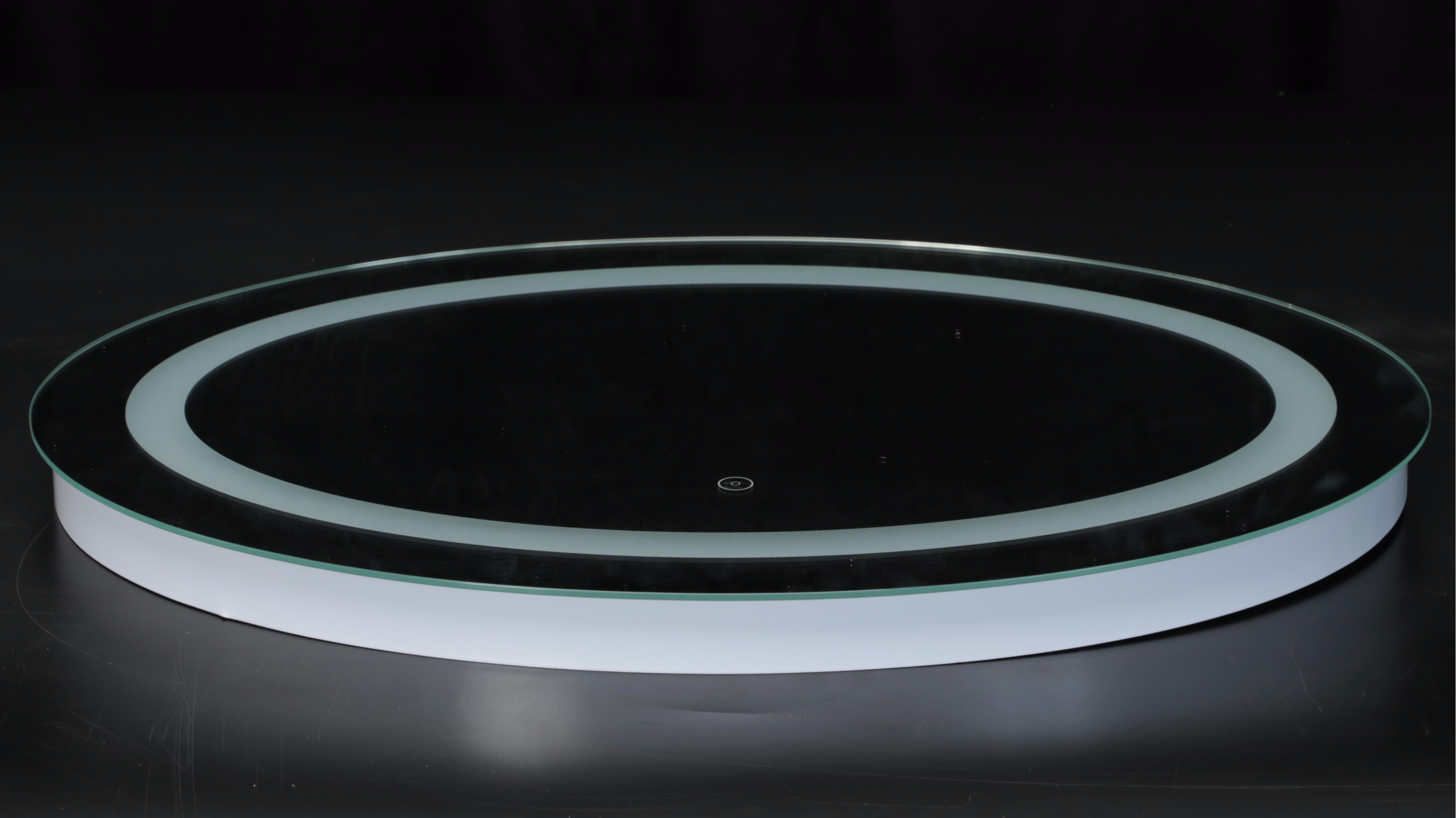 28" Framed Oval LED Lighted Bathroom Wall Mirror with Tunable Touch Sensor