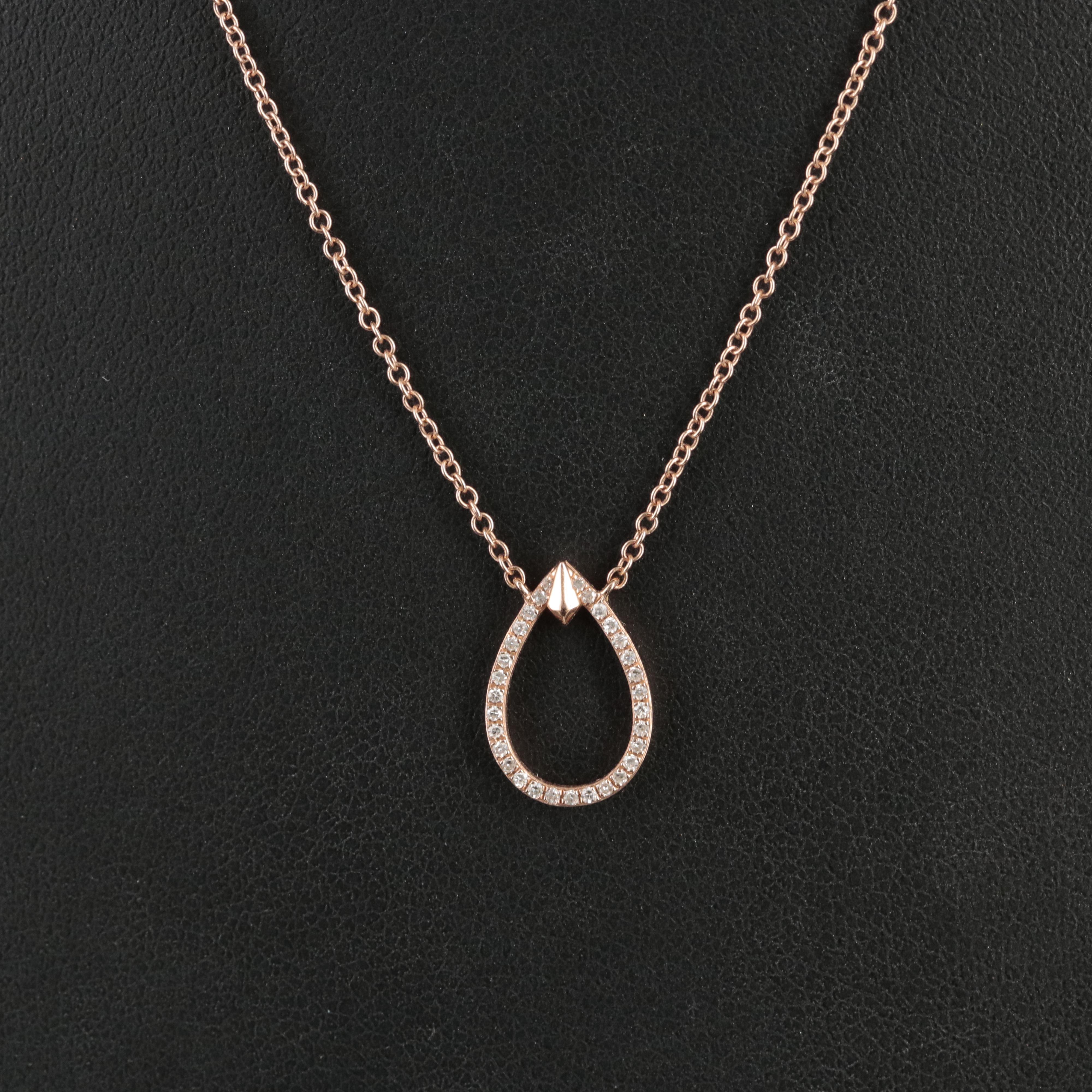 14K Rose Gold 0.08 CTW Diamond Teardrop Necklace