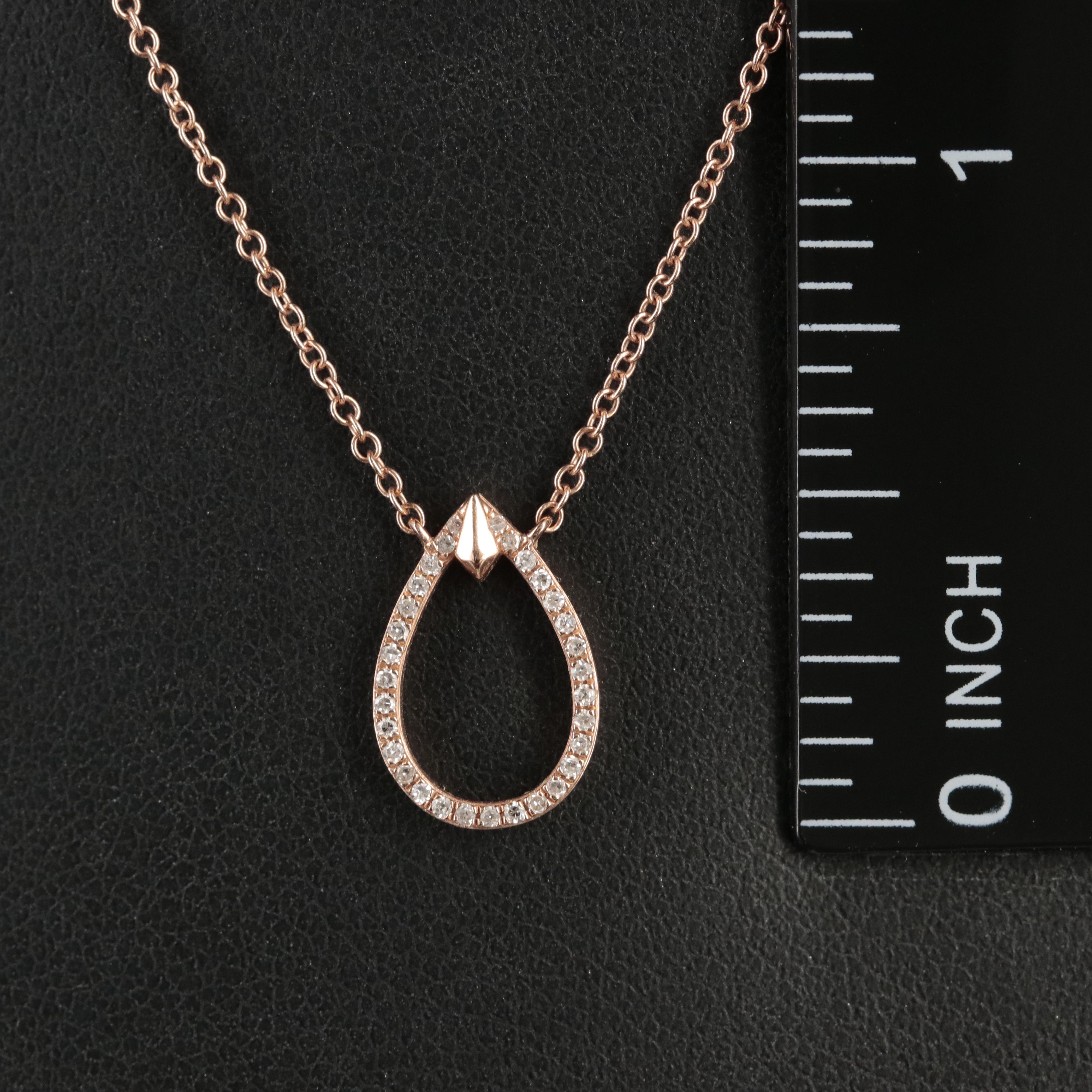 14K Rose Gold 0.08 CTW Diamond Teardrop Necklace