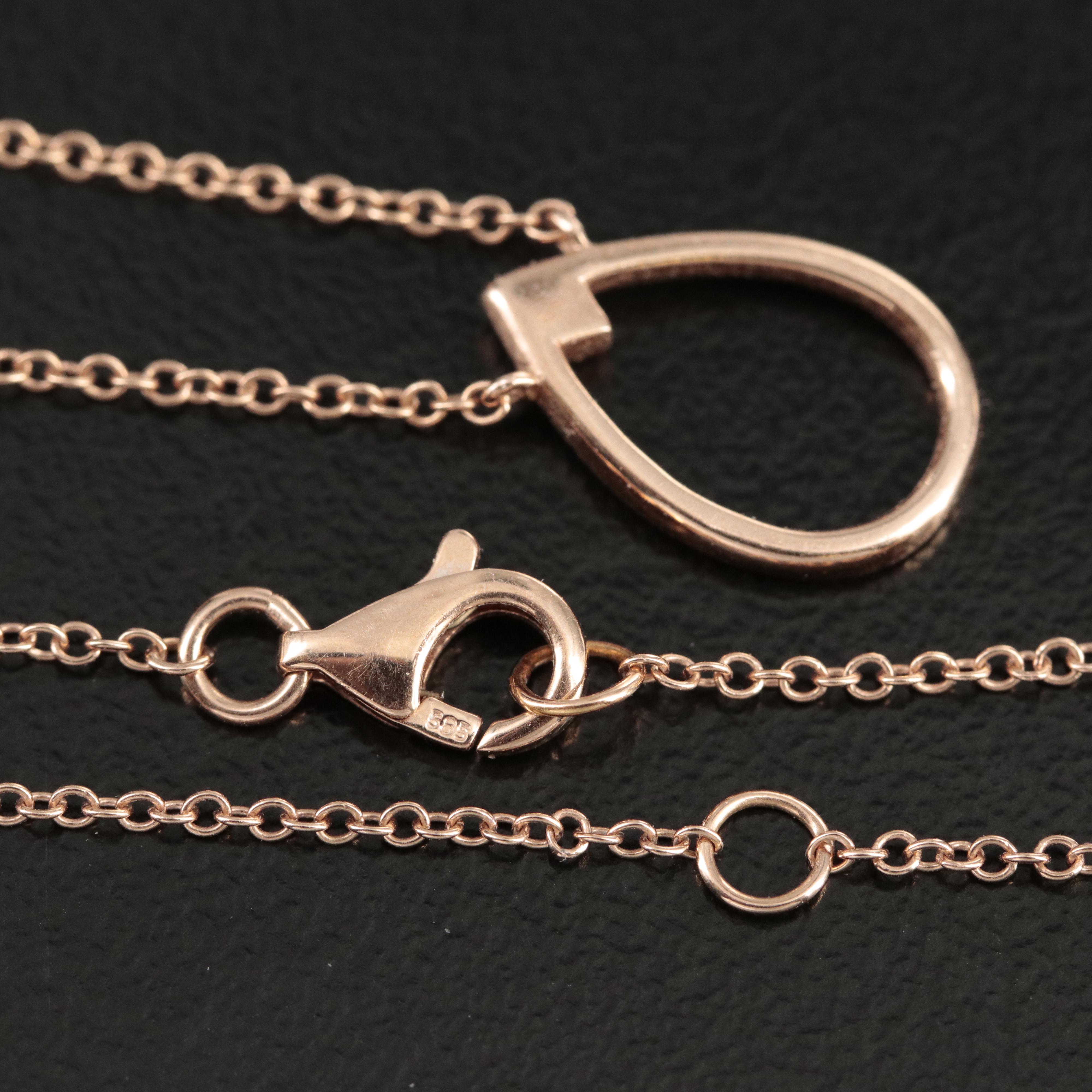 14K Rose Gold 0.08 CTW Diamond Teardrop Necklace