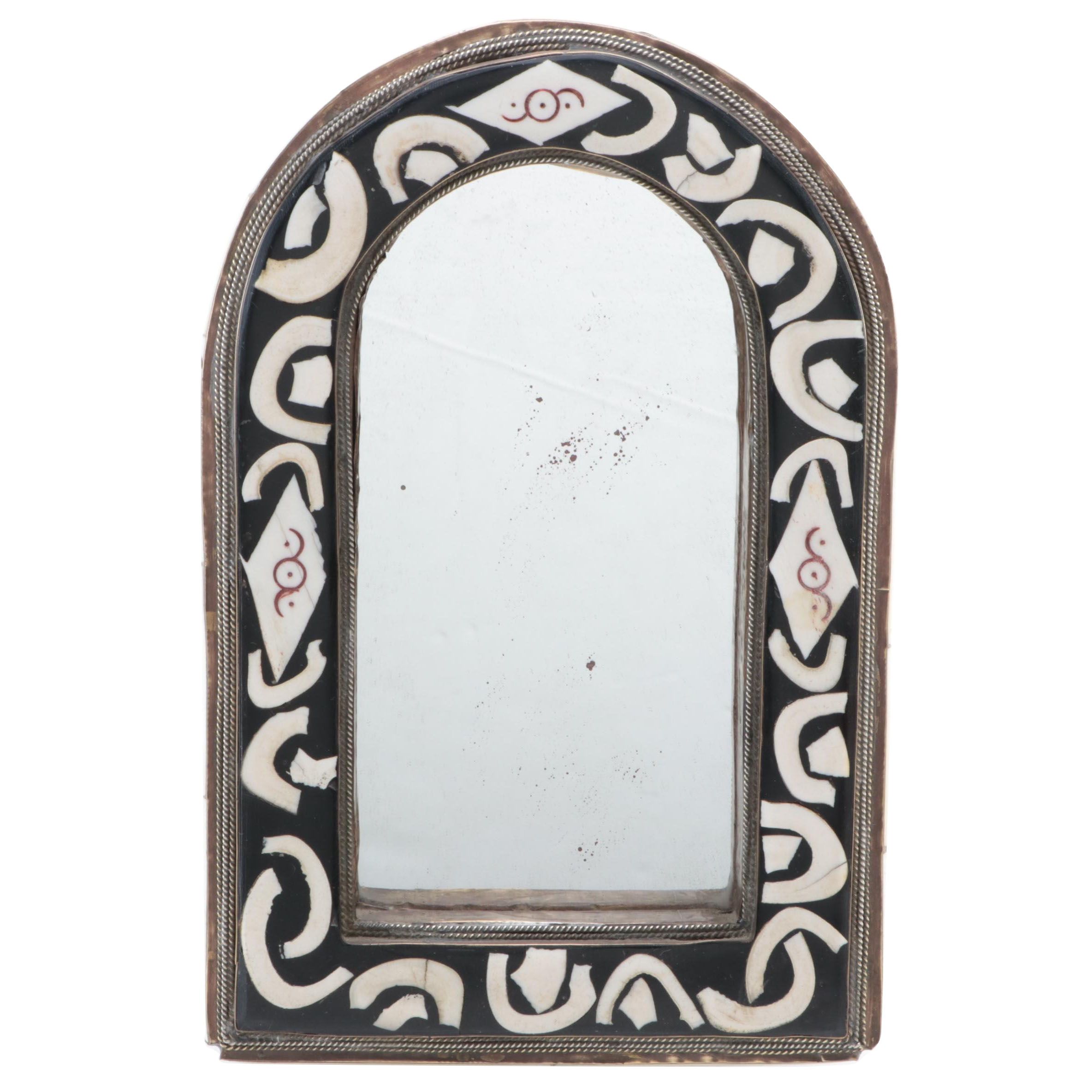 Small Turkish Mirror with Camel Bone Inlay, Late 20th Century