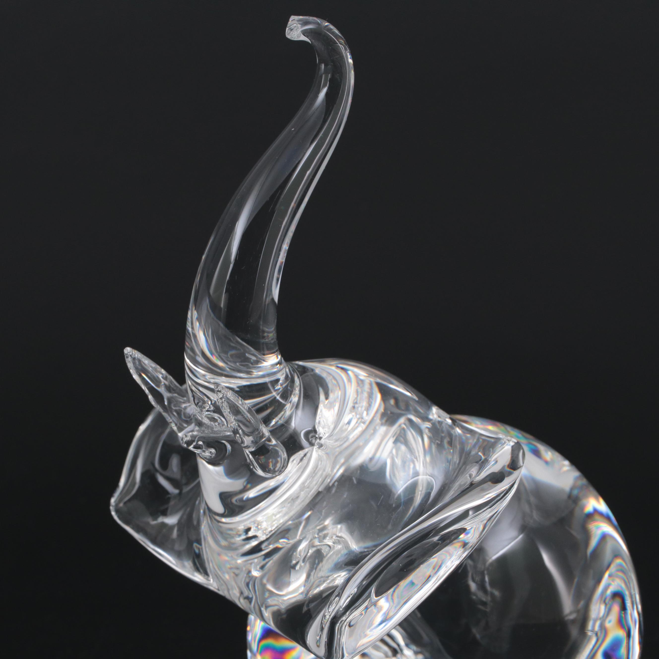 James A. Houston for Steuben Art Glass "Trumpeting Elephant" Figurine