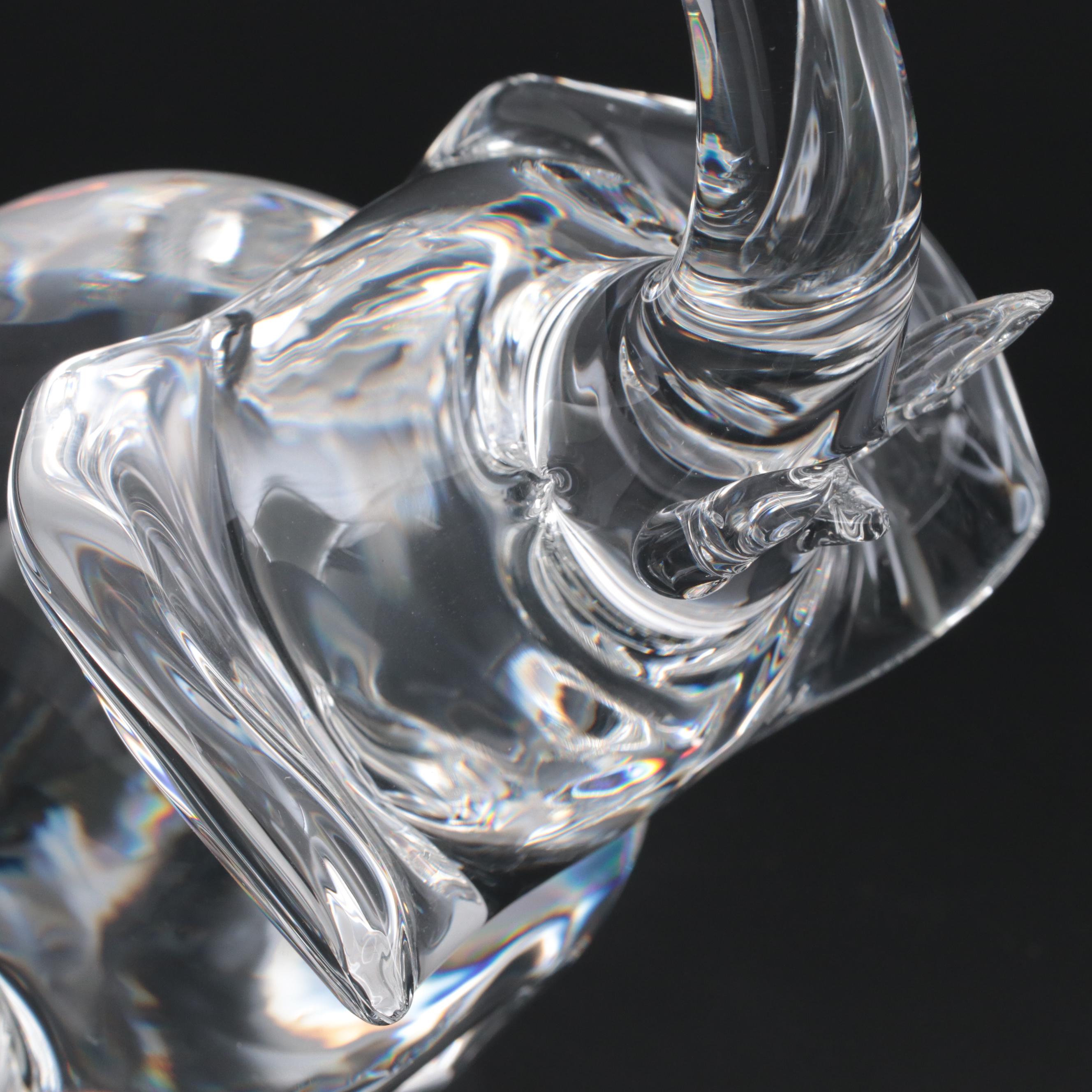 James A. Houston for Steuben Art Glass "Trumpeting Elephant" Figurine