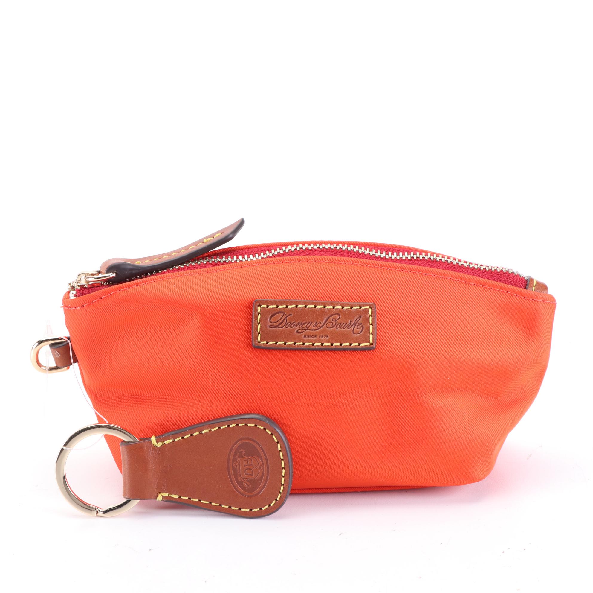 Dooney & Bourke Large Zipper Tote in Persimmon Nylon Canvas and Leather