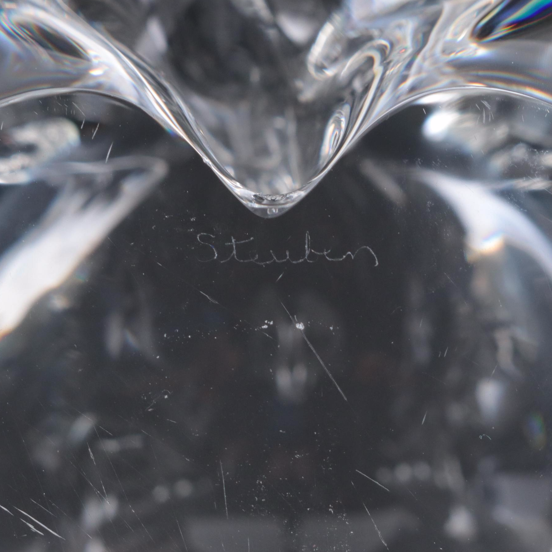 James A. Houston for Steuben Art Glass "Trumpeting Elephant" Figurine