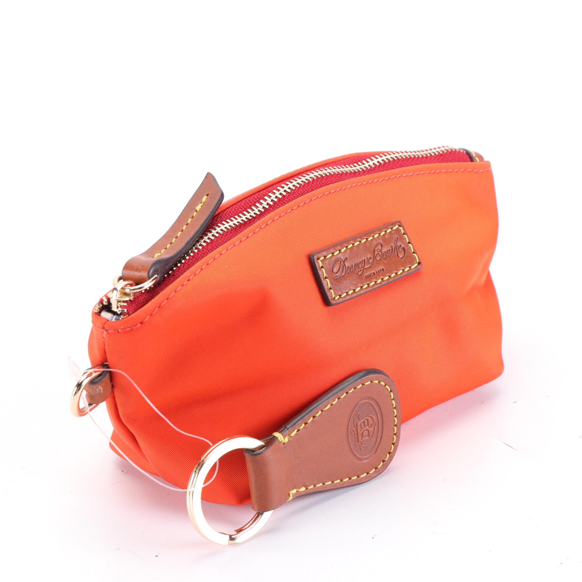 Dooney & Bourke Large Zipper Tote in Persimmon Nylon Canvas and Leather