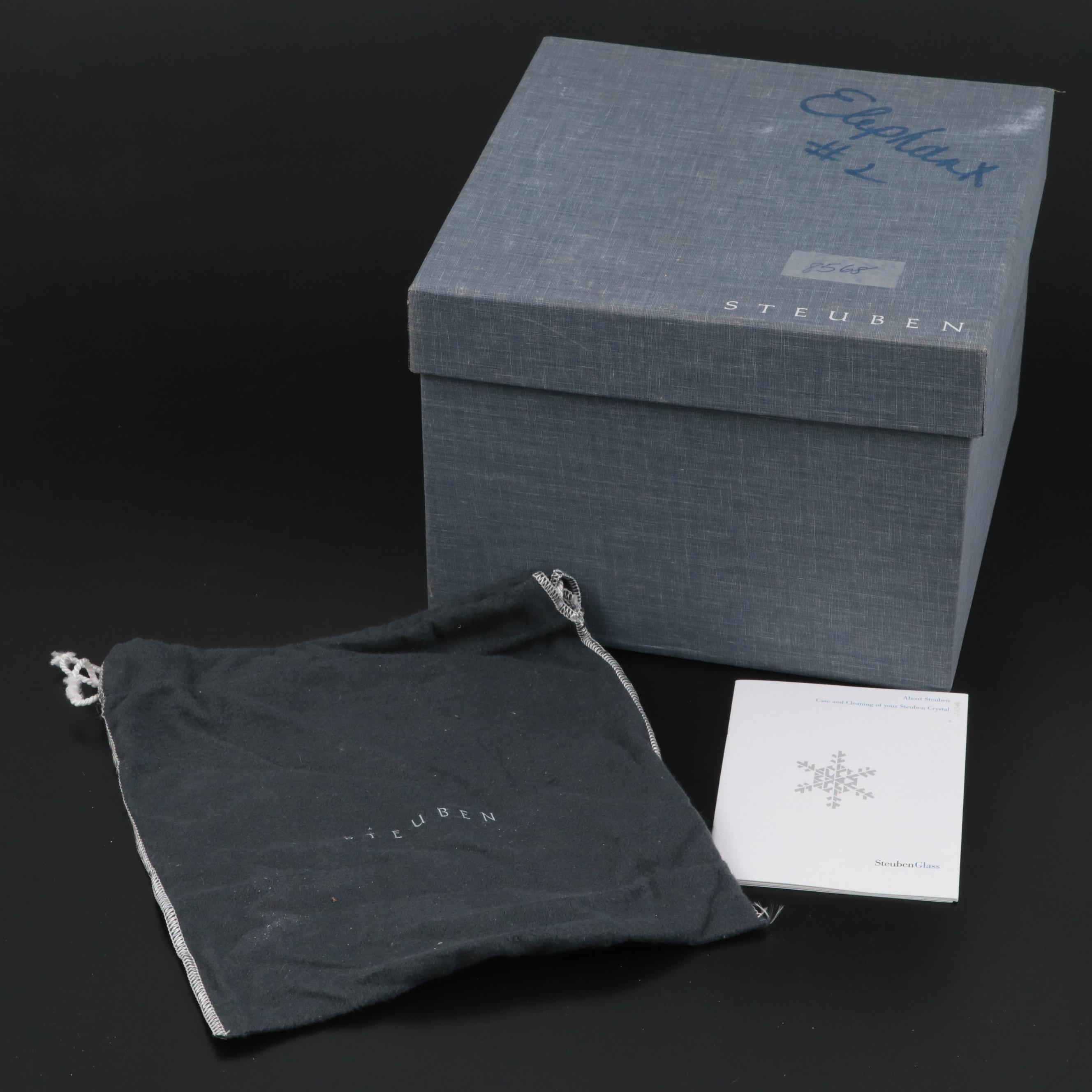 James A. Houston for Steuben Art Glass "Trumpeting Elephant" Figurine