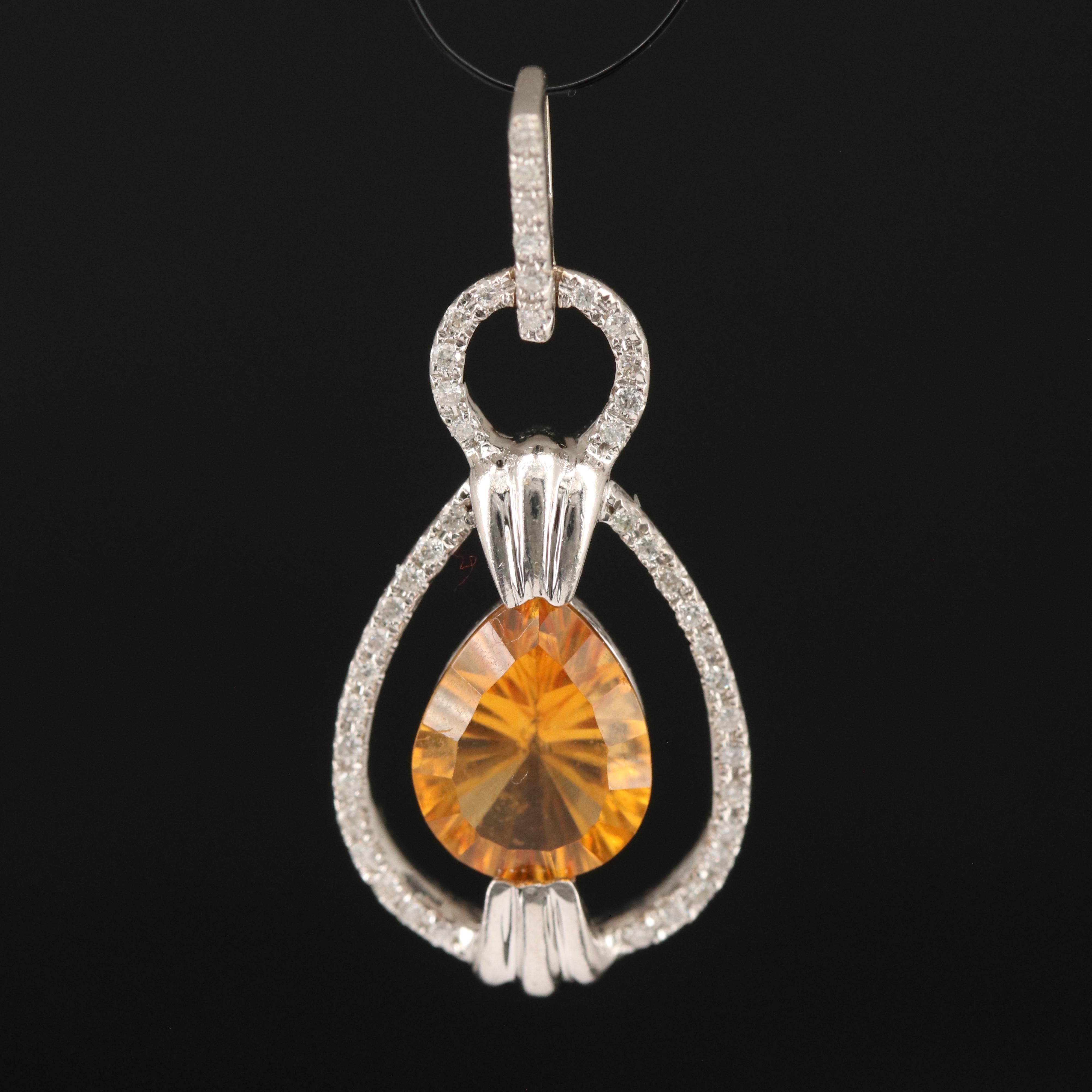 14K Citrine and Diamond Pendant