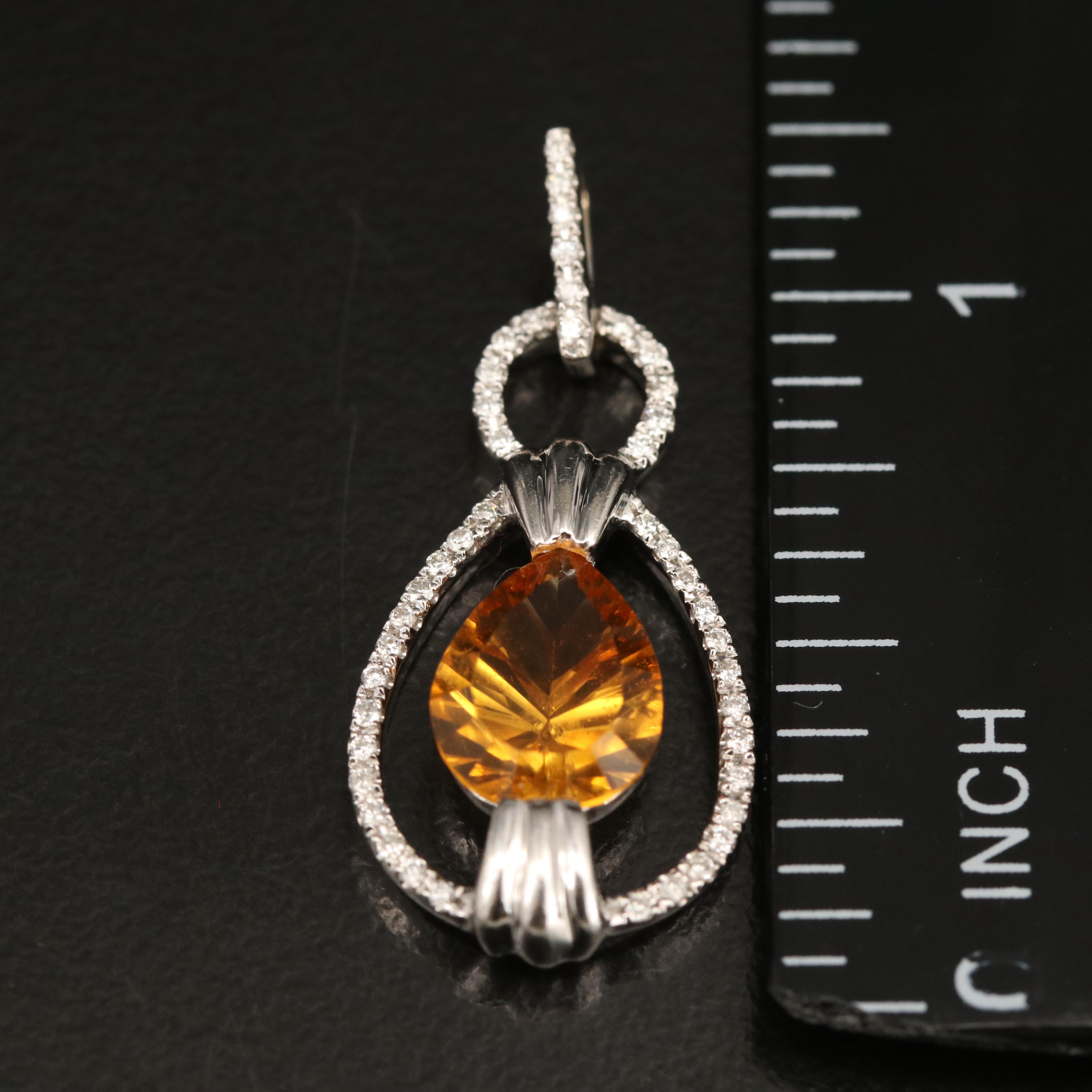 14K Citrine and Diamond Pendant