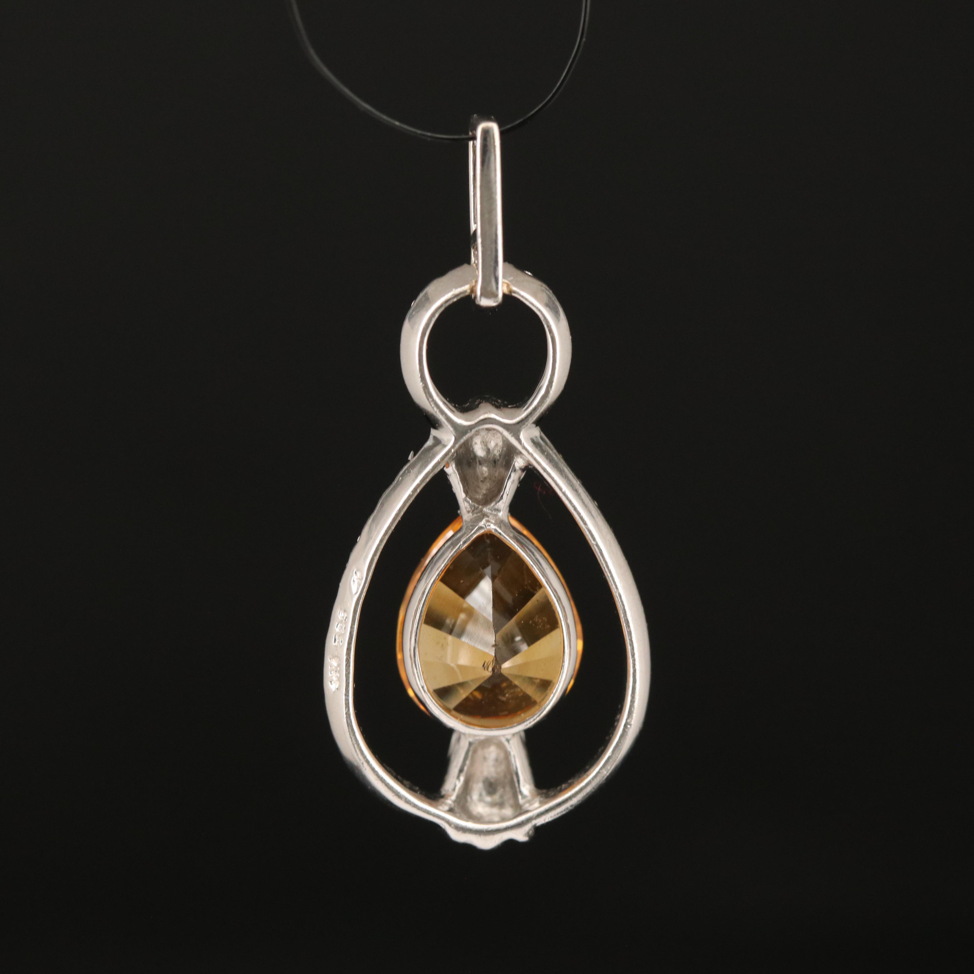 14K Citrine and Diamond Pendant