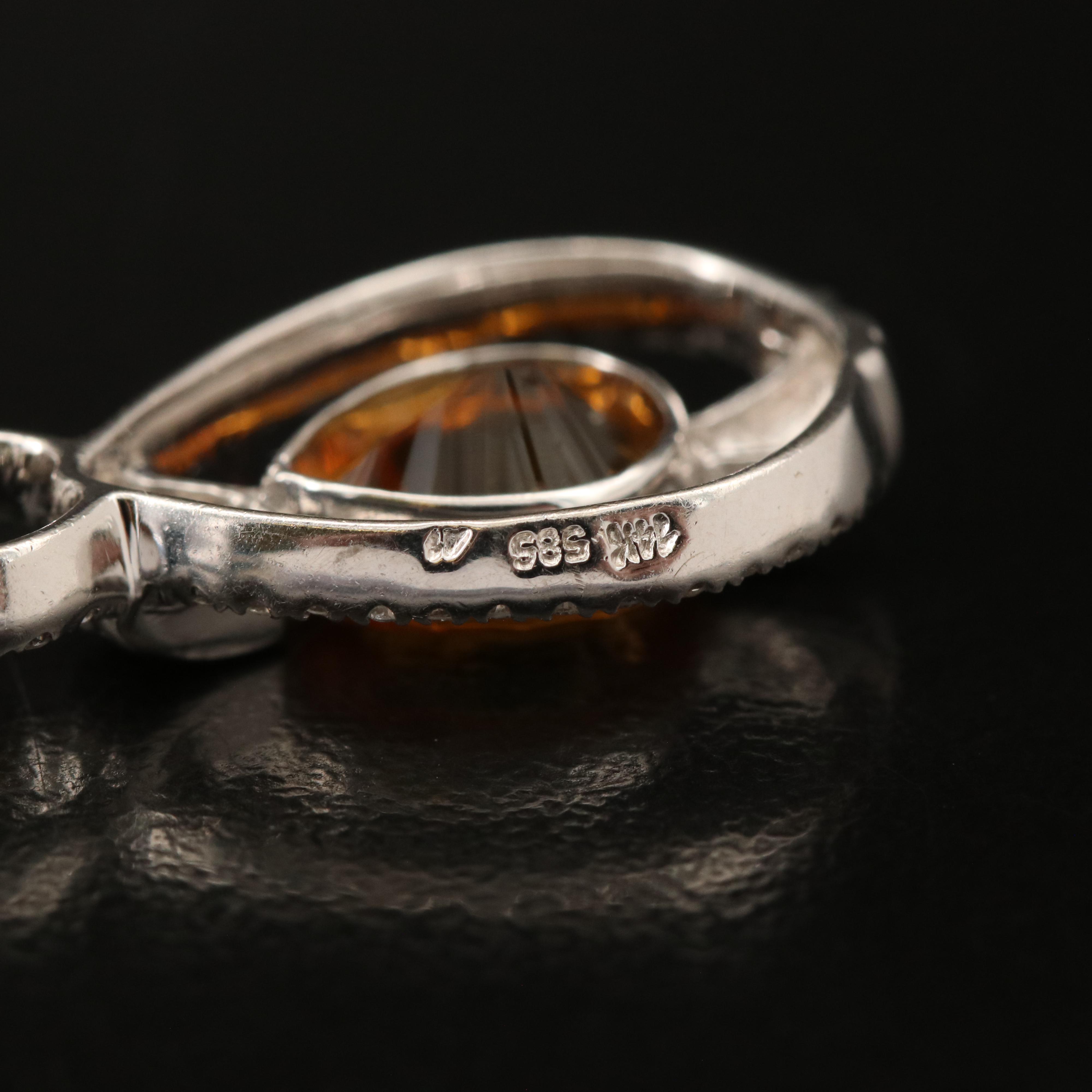 14K Citrine and Diamond Pendant