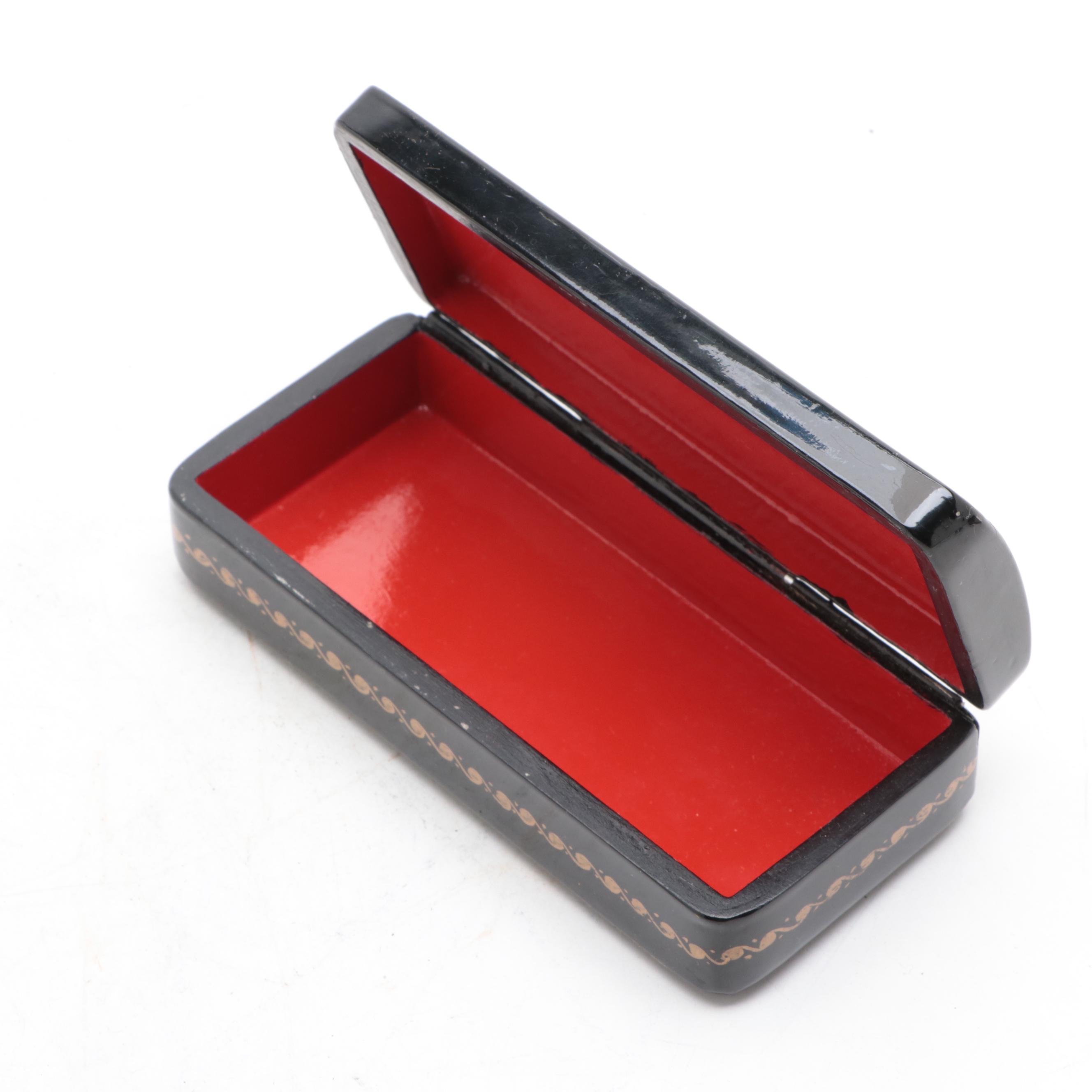 Russian Palekh Fairytale Troika Hand-Painted Lacquer Boxes