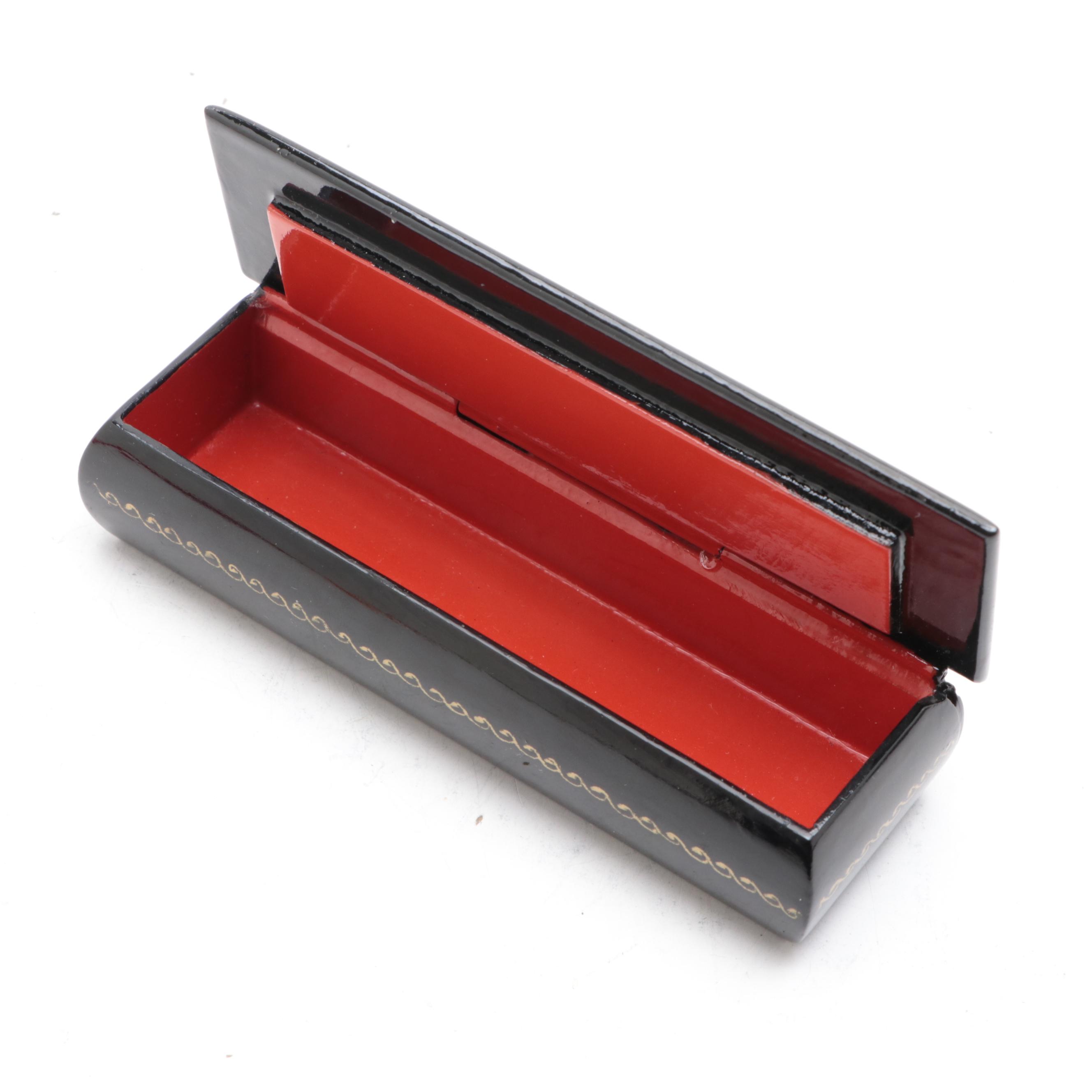 Russian Palekh Fairytale Troika Hand-Painted Lacquer Boxes