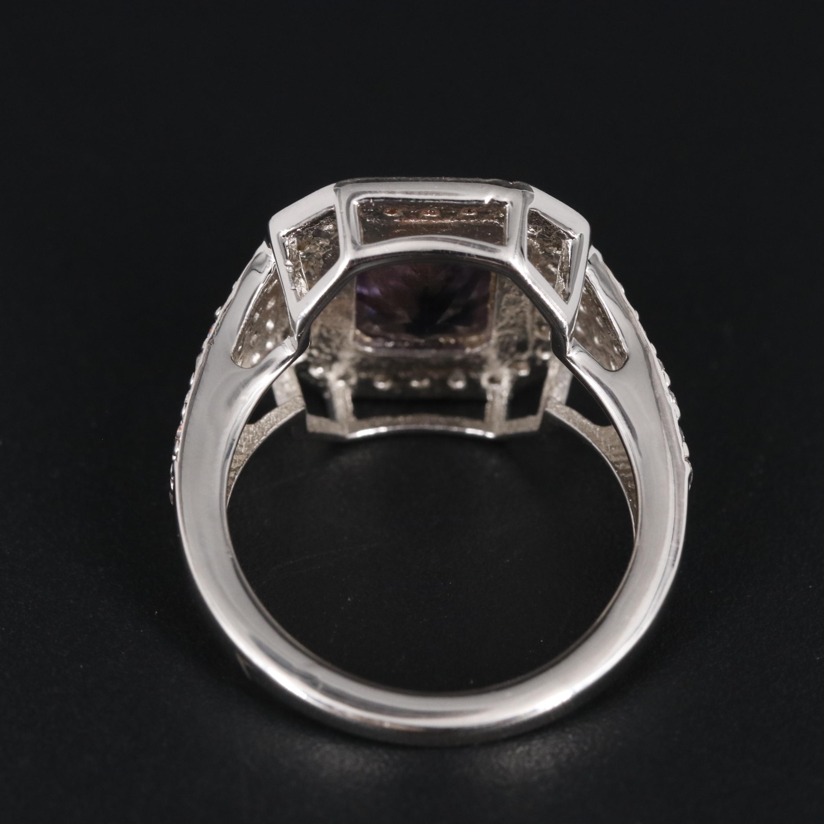 Sterling Amethyst and Cubic Zirconia Ring
