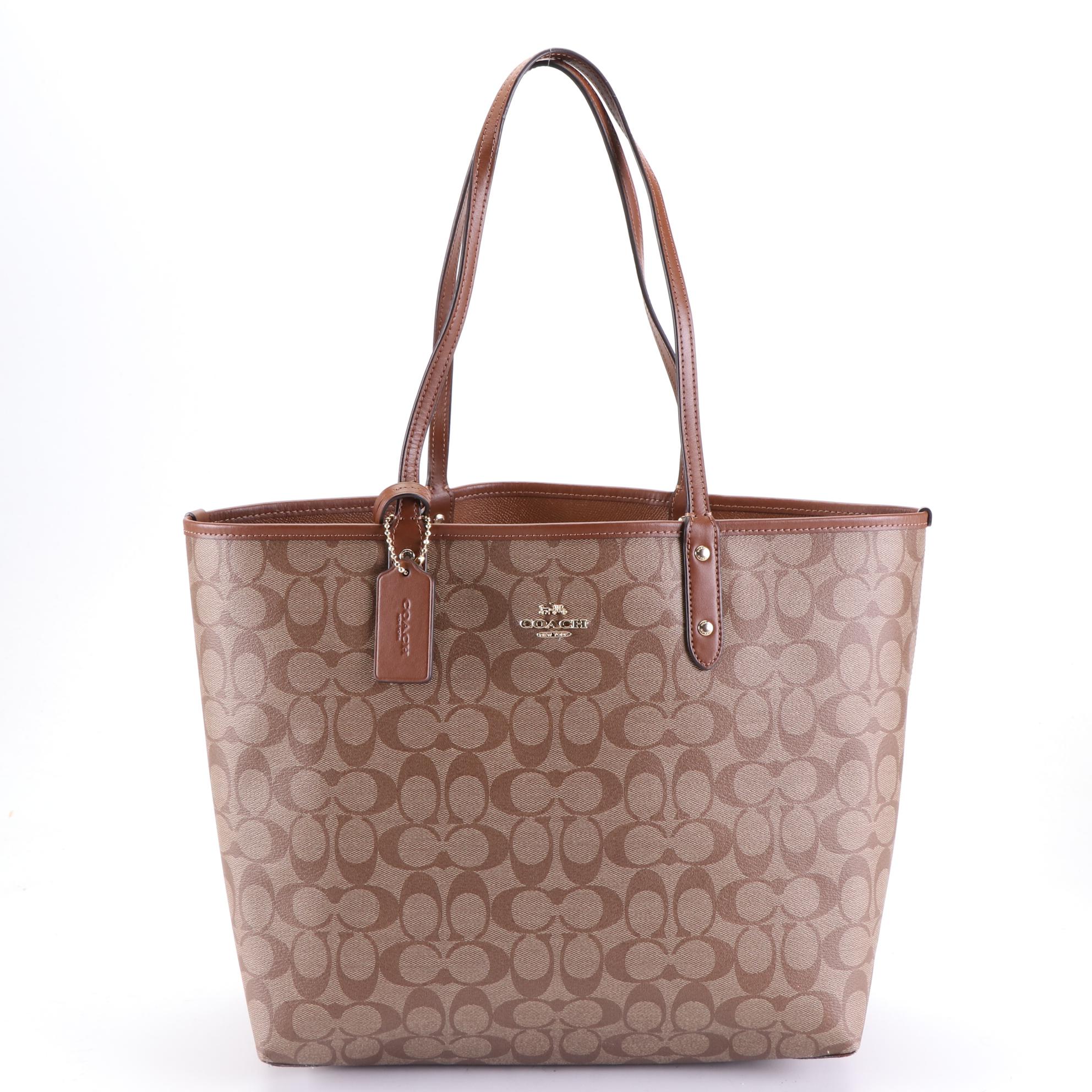 Coach Reversible City Tote in Signature Coated Canvas and Leather