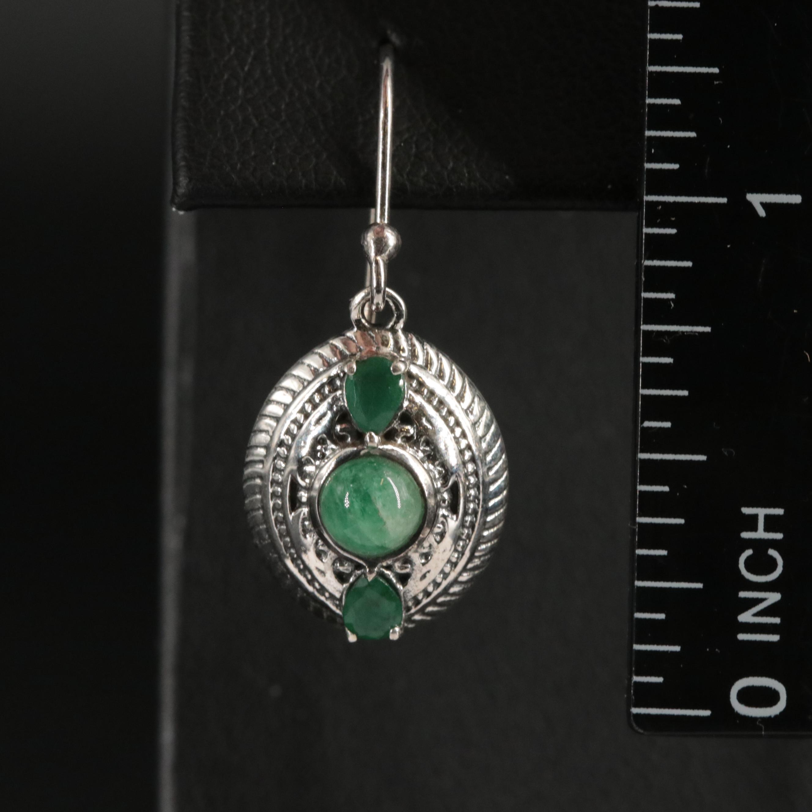 Sterling Emerald Dangle Earrings