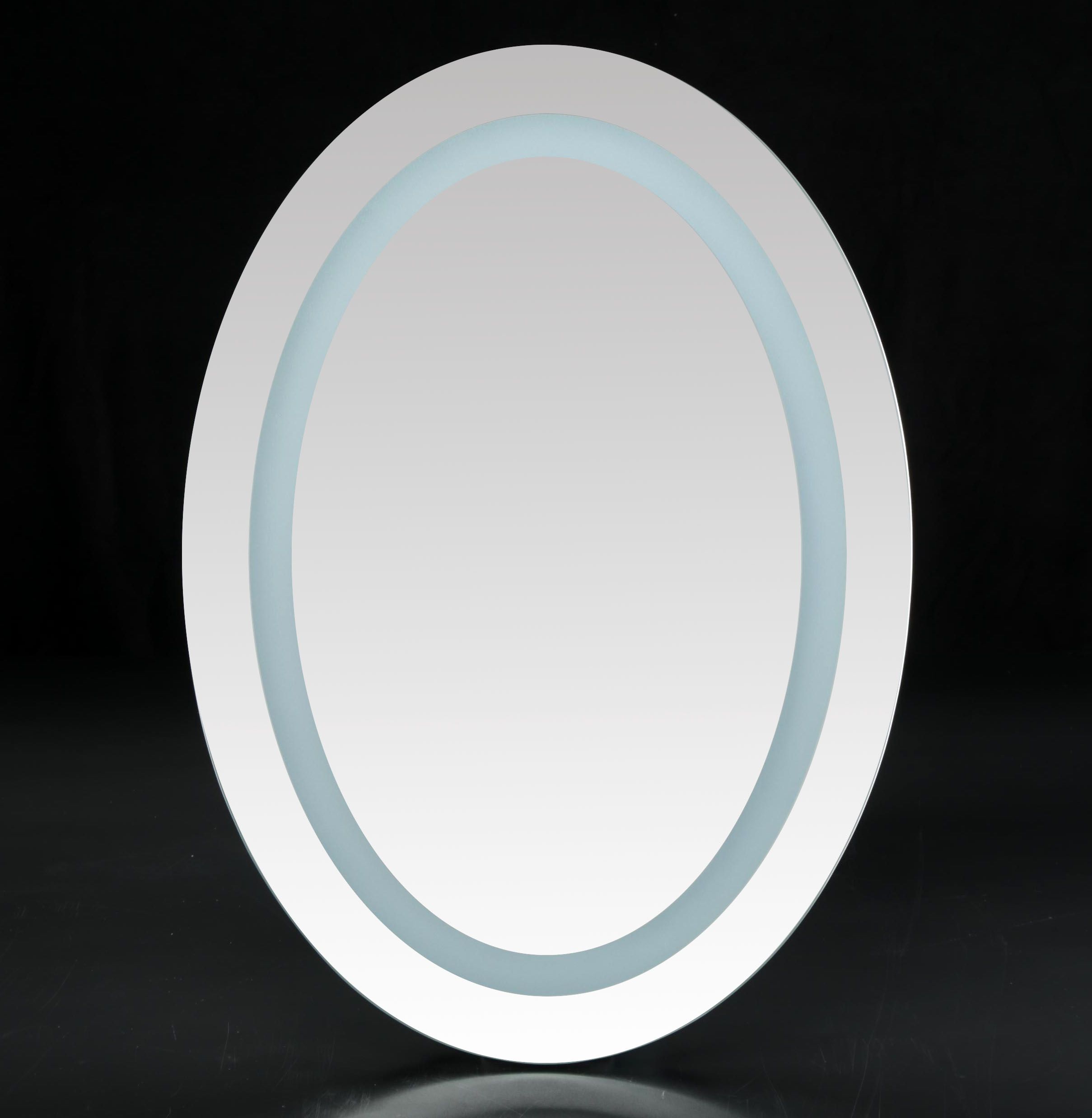 28" Framed Oval LED Lighted Bathroom Wall Mirror with Tunable Touch Sensor