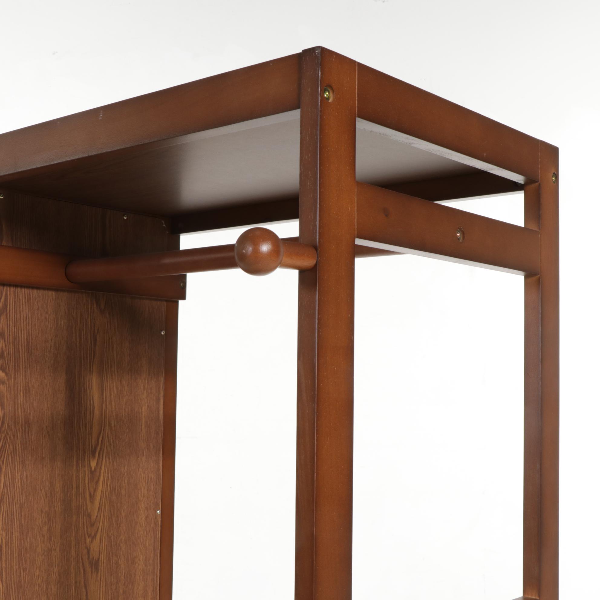 Contemporary Rolling Clothes and Shoe Rack with Mirror