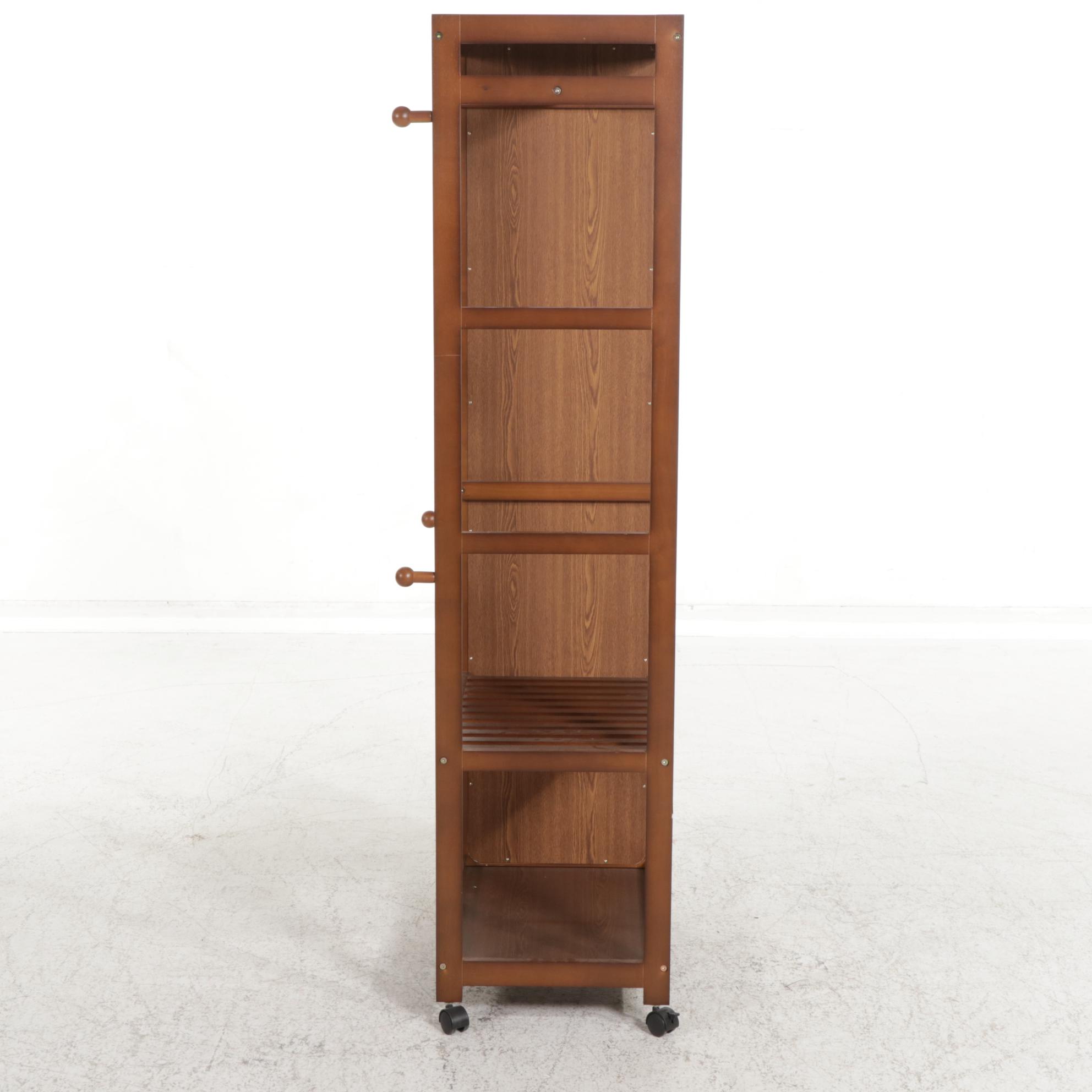 Contemporary Rolling Clothes and Shoe Rack with Mirror