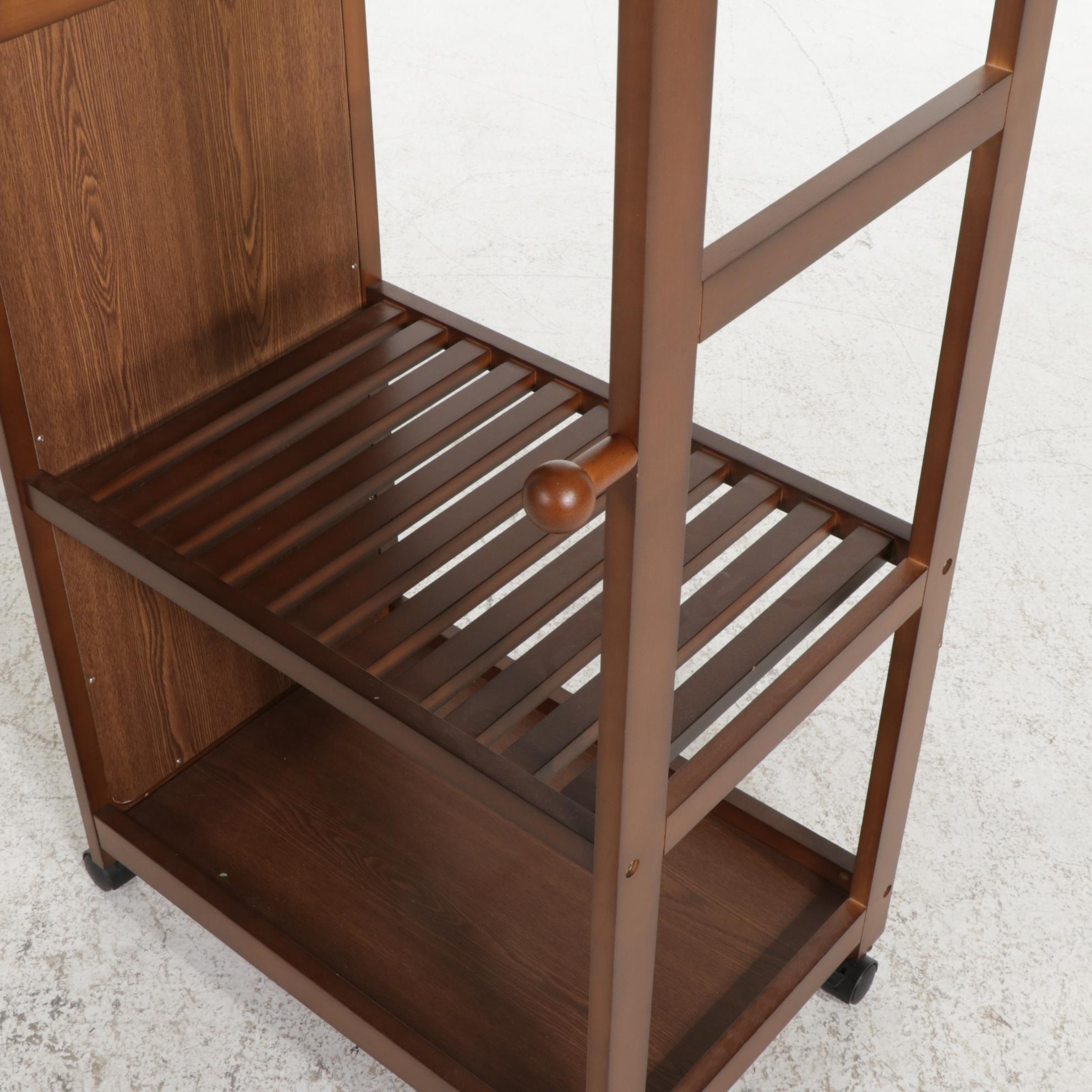 Contemporary Rolling Clothes and Shoe Rack with Mirror