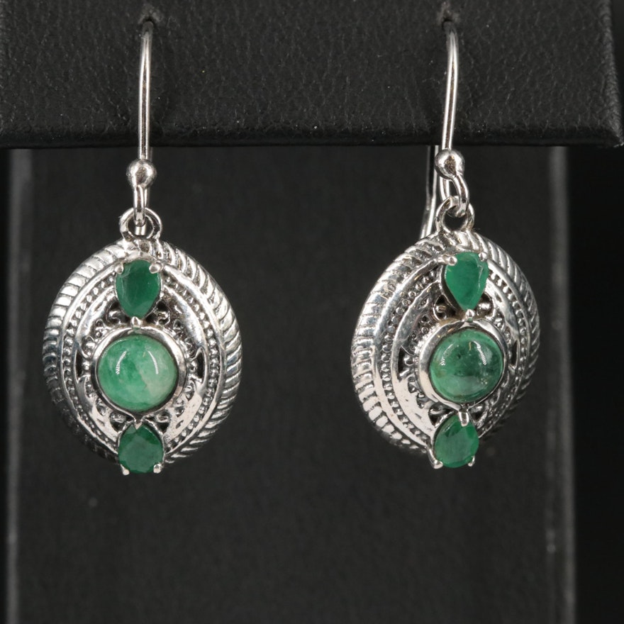 Sterling Emerald Dangle Earrings