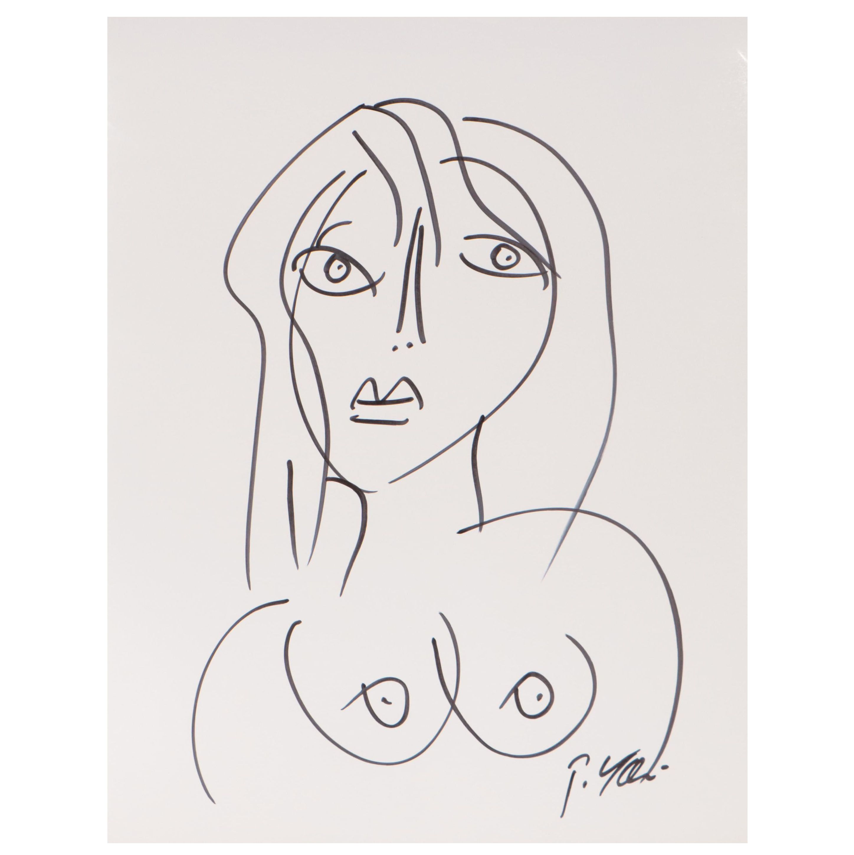 Peter Keil Abstract Ink Drawing of Nude
