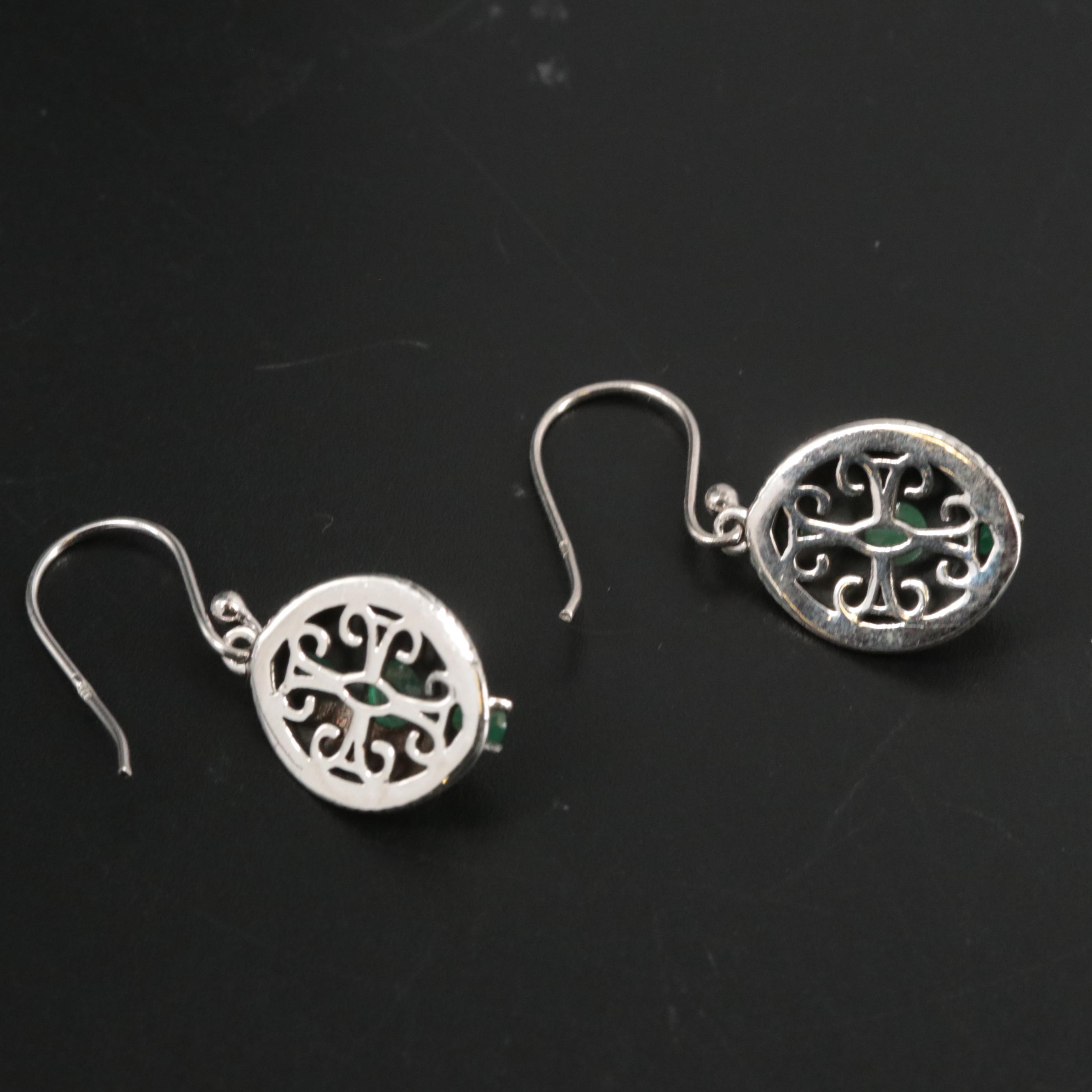 Sterling Emerald Dangle Earrings