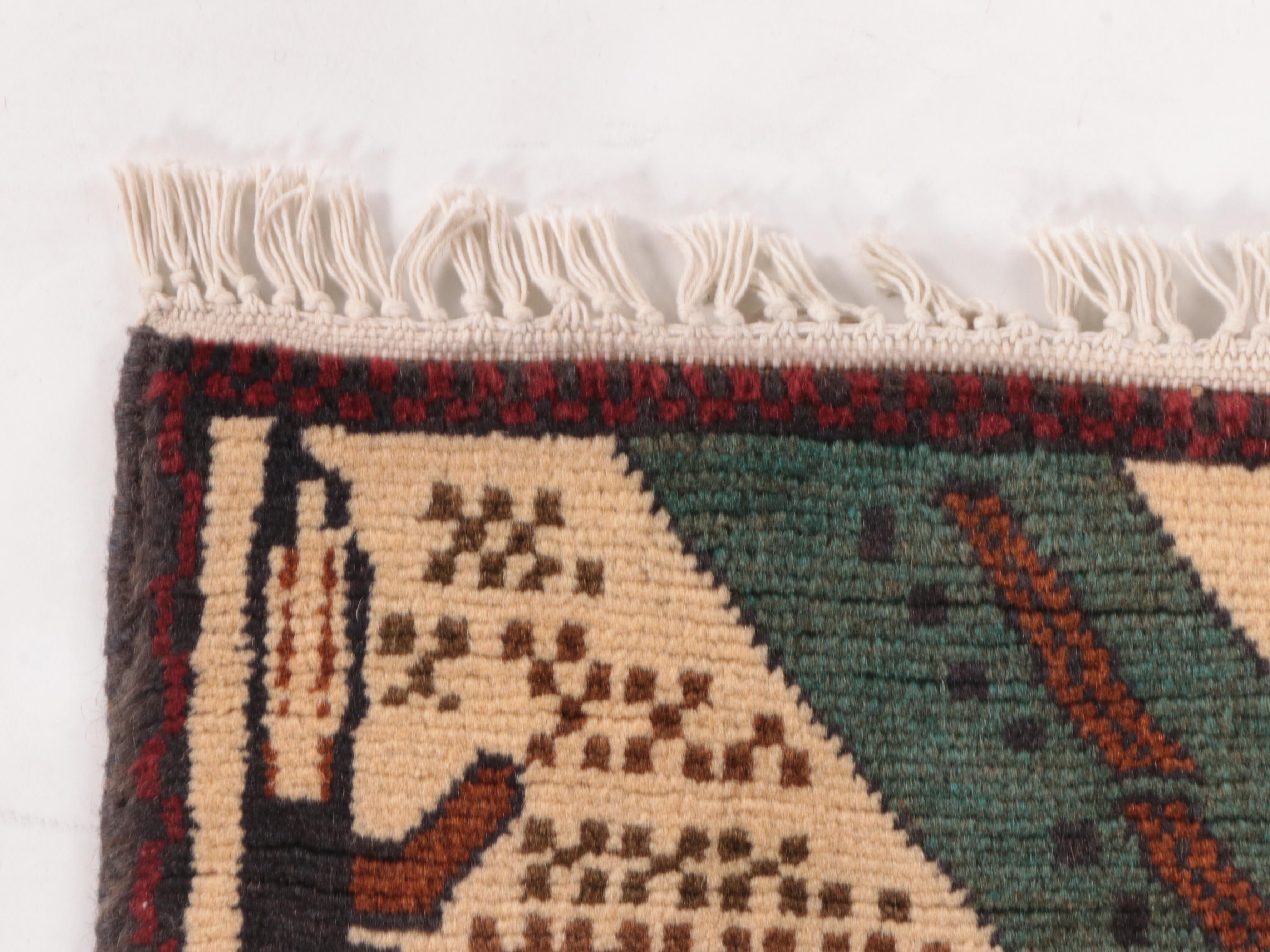 2'1 x 2'9 Hand-Knotted Afghan War Accent Rug