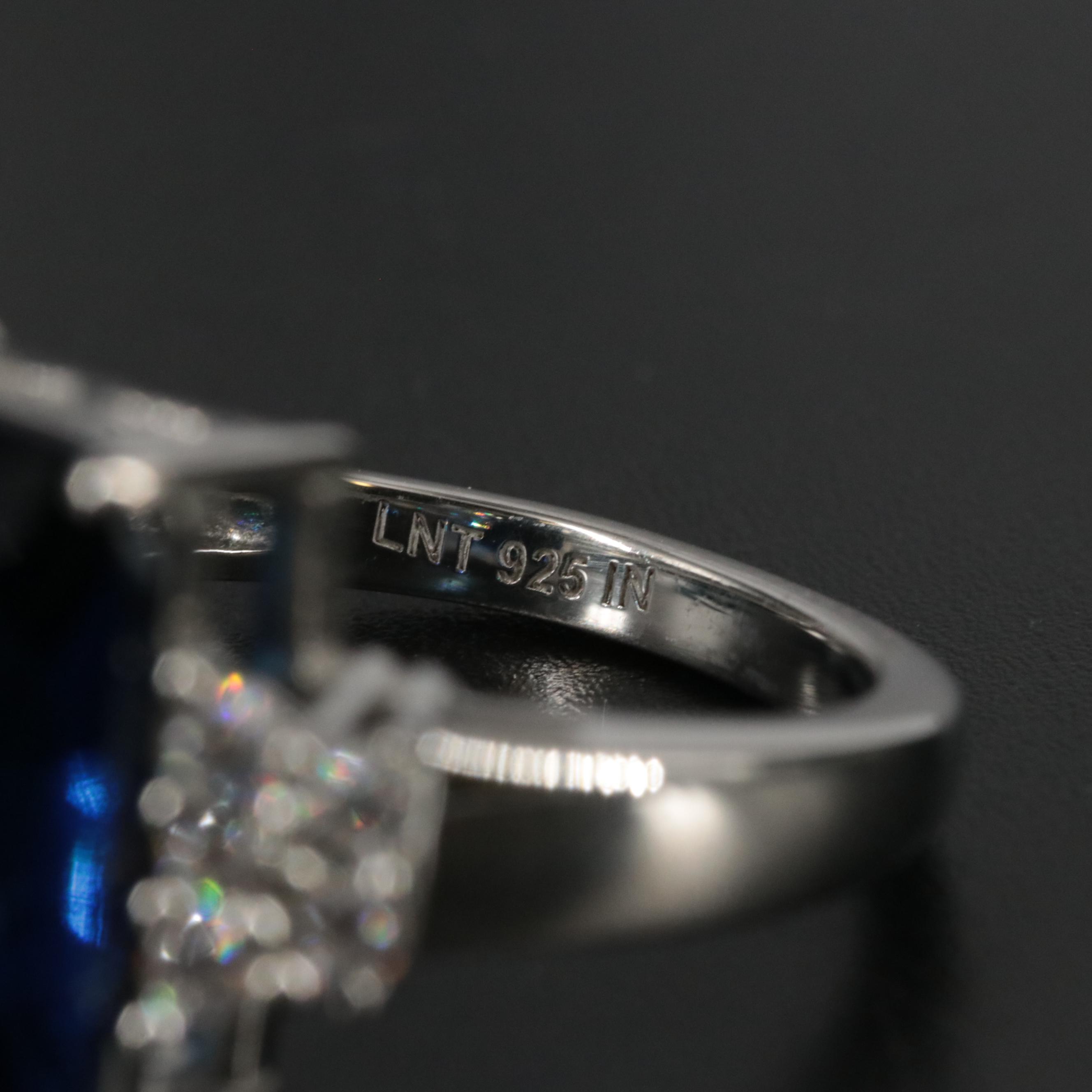 Sterling Sapphire and Cubic Zirconia Ring