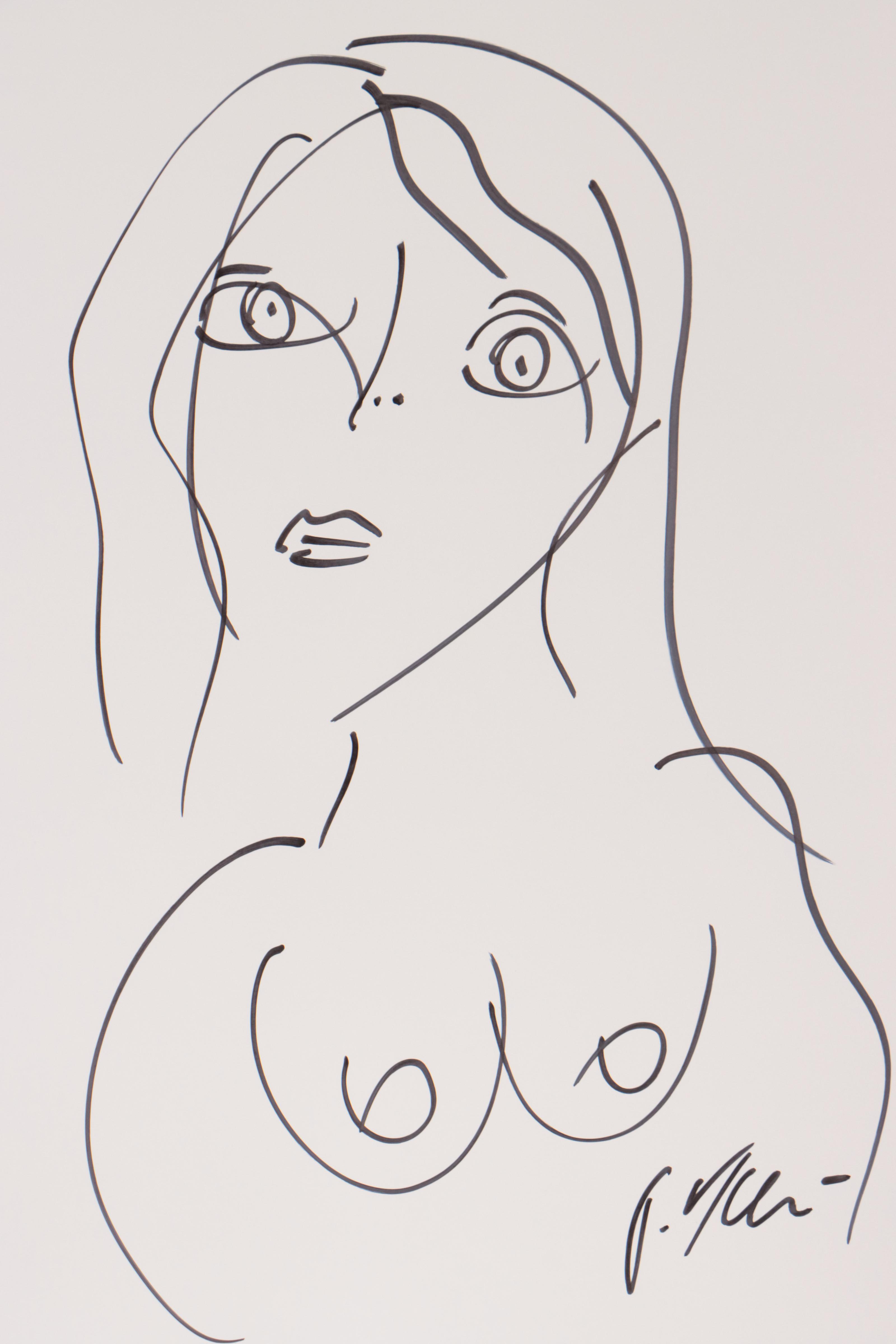 Peter Keil Abstract Ink Drawing of Nude