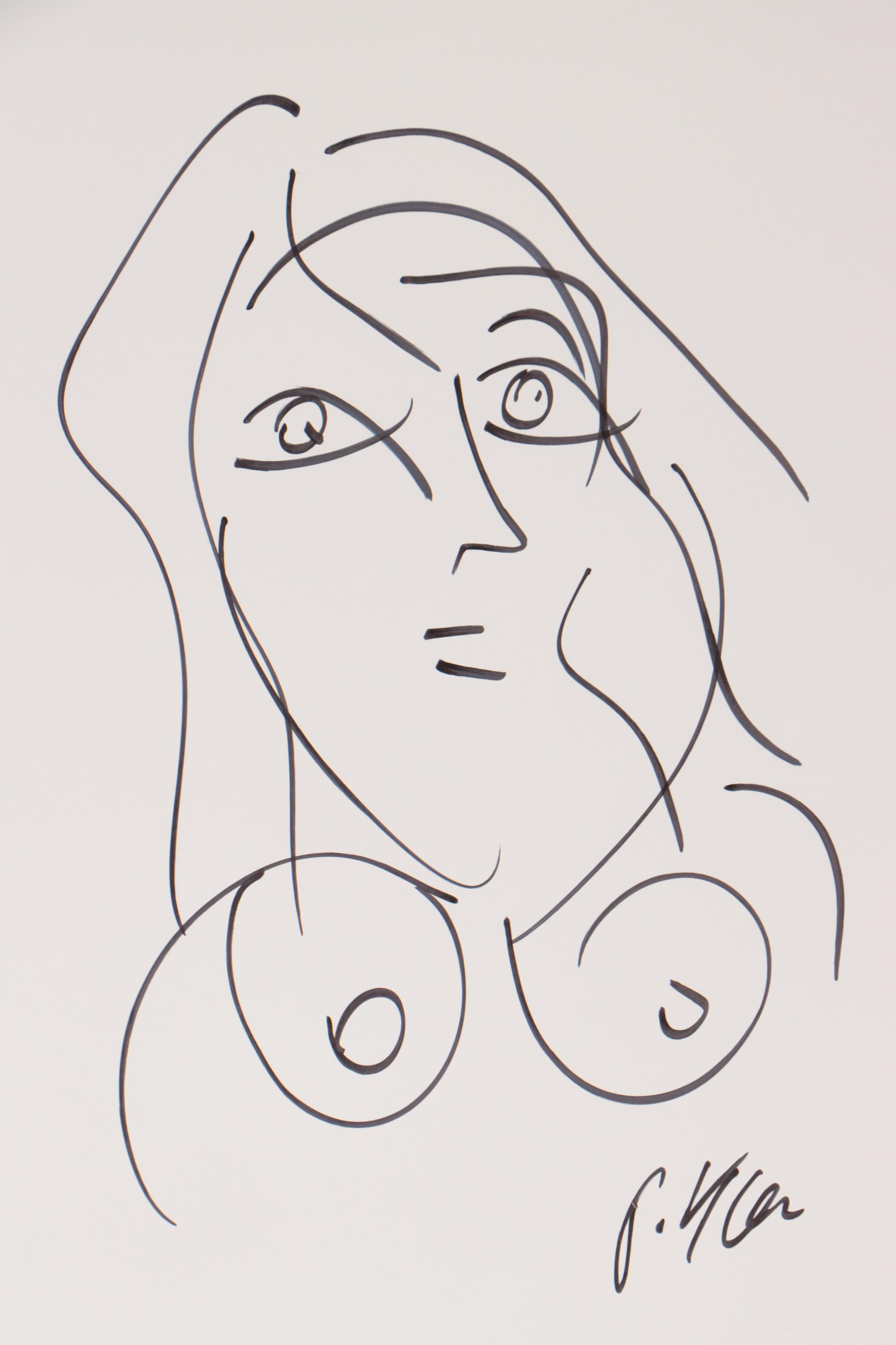 Peter Keil Abstract Ink Drawing of Nude
