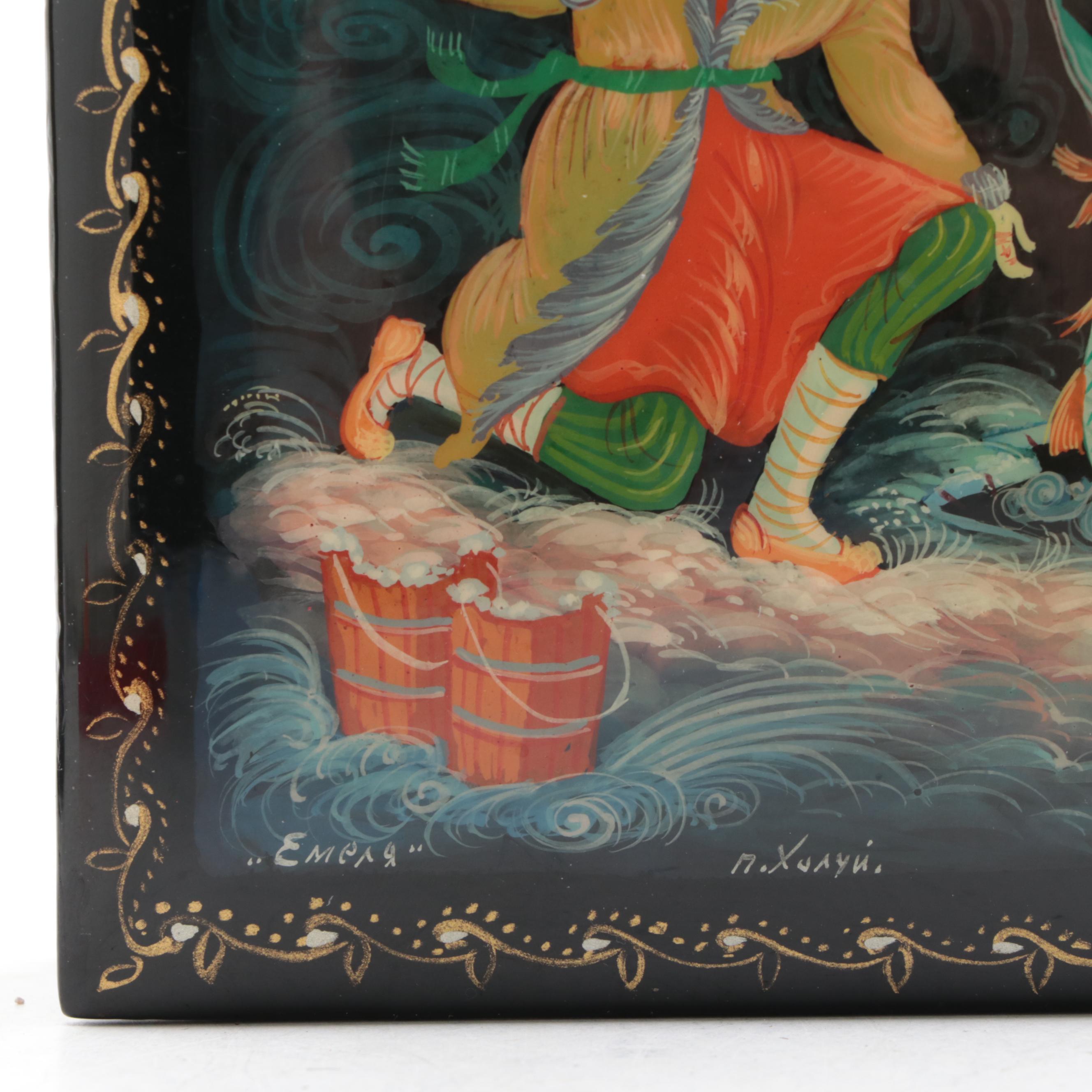 Kholuy, Mstyora with Other Russian Hand-Painted Fairytale Lacquer Boxes