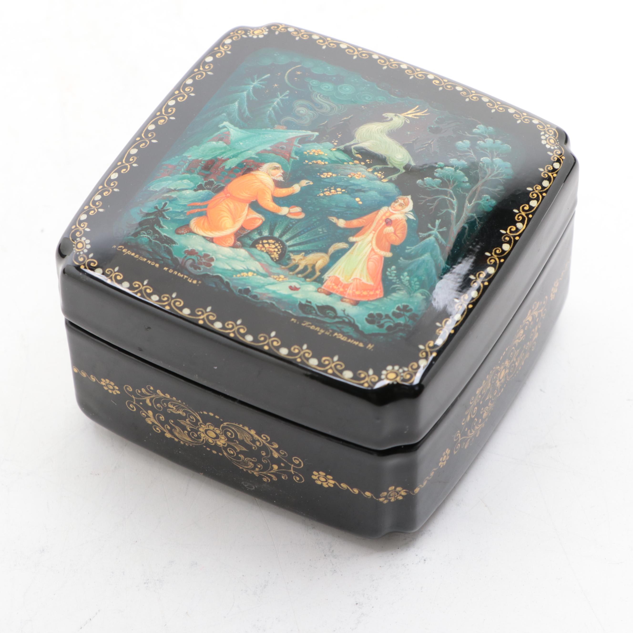 Kholuy, Mstyora with Other Russian Hand-Painted Fairytale Lacquer Boxes