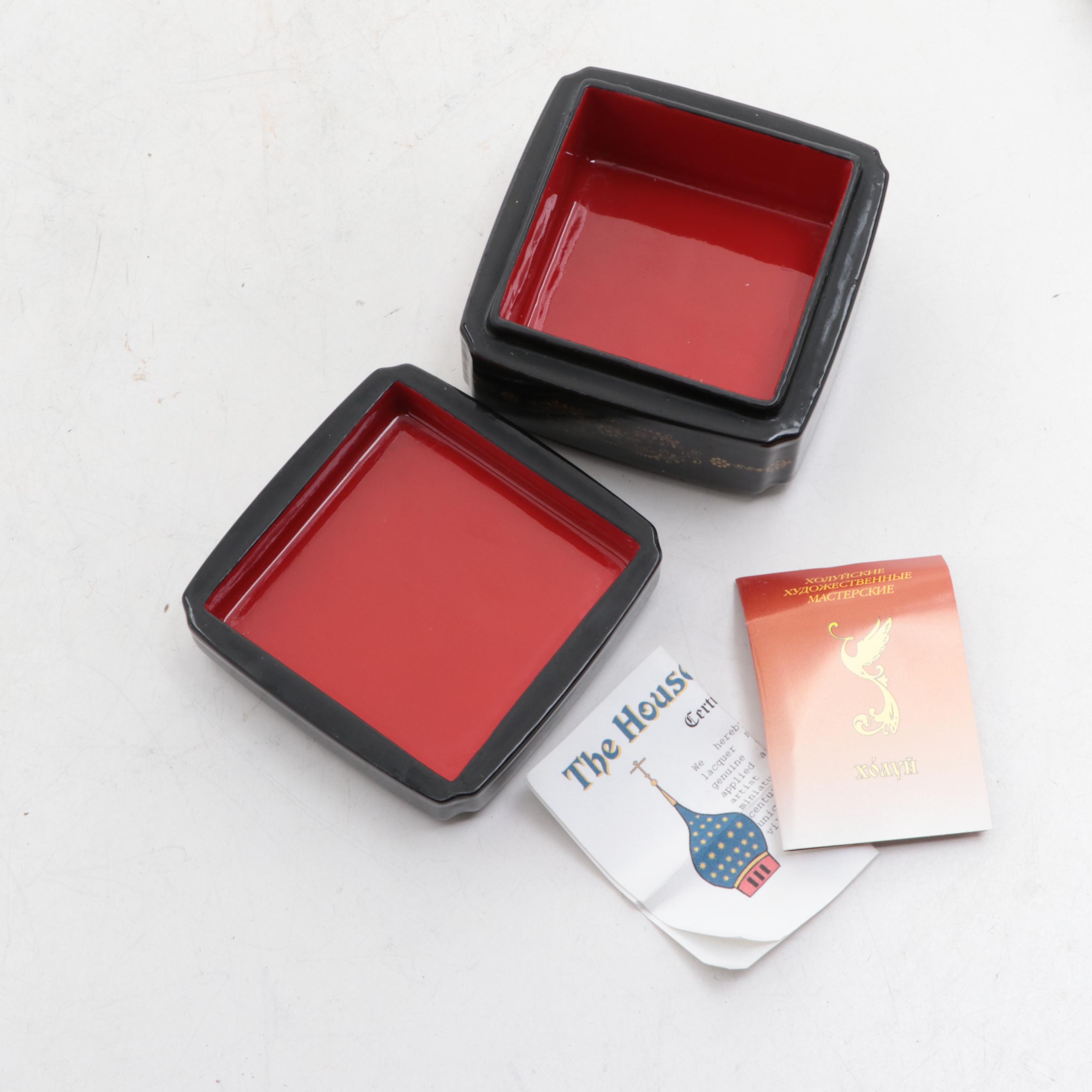 Kholuy, Mstyora with Other Russian Hand-Painted Fairytale Lacquer Boxes