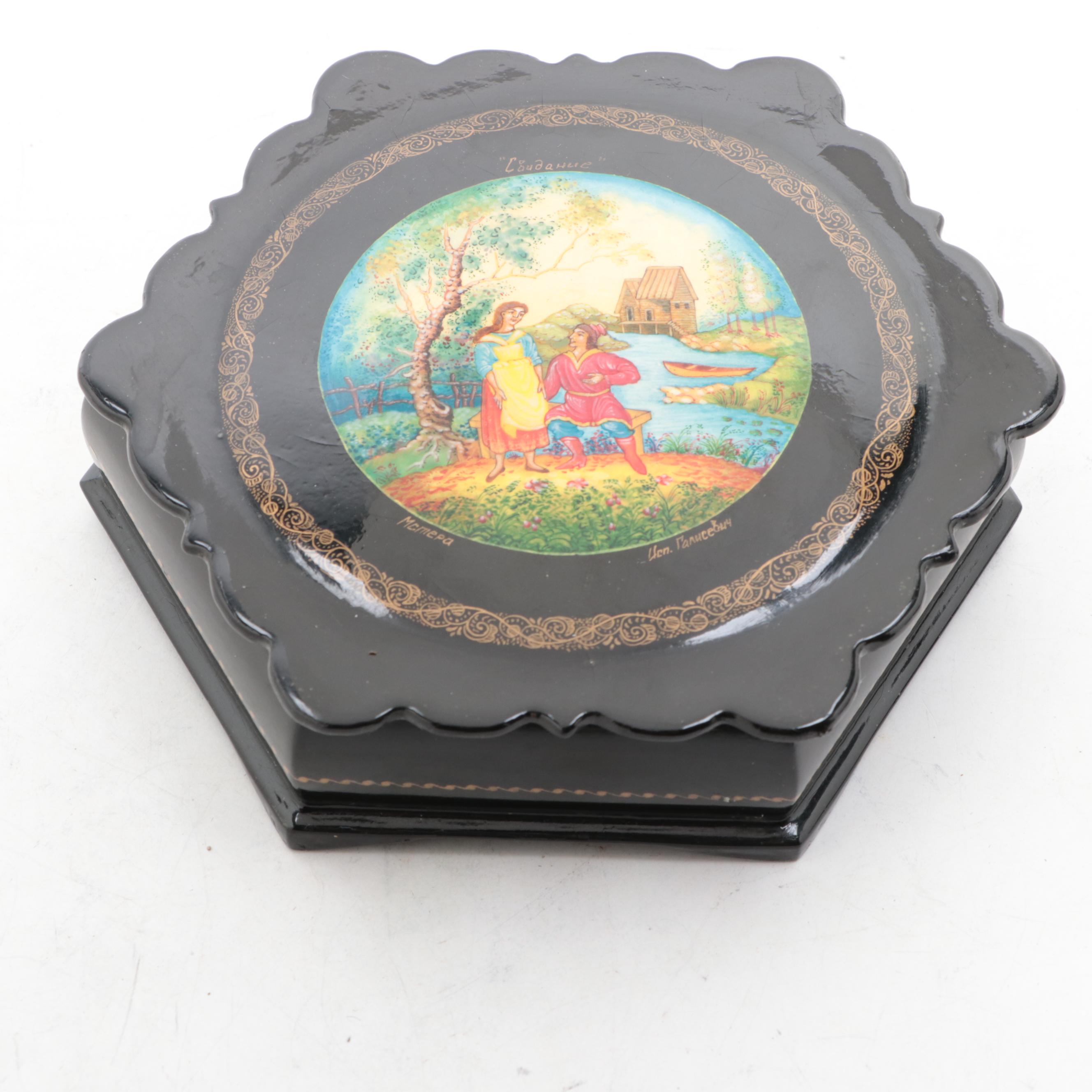 Kholuy, Mstyora with Other Russian Hand-Painted Fairytale Lacquer Boxes
