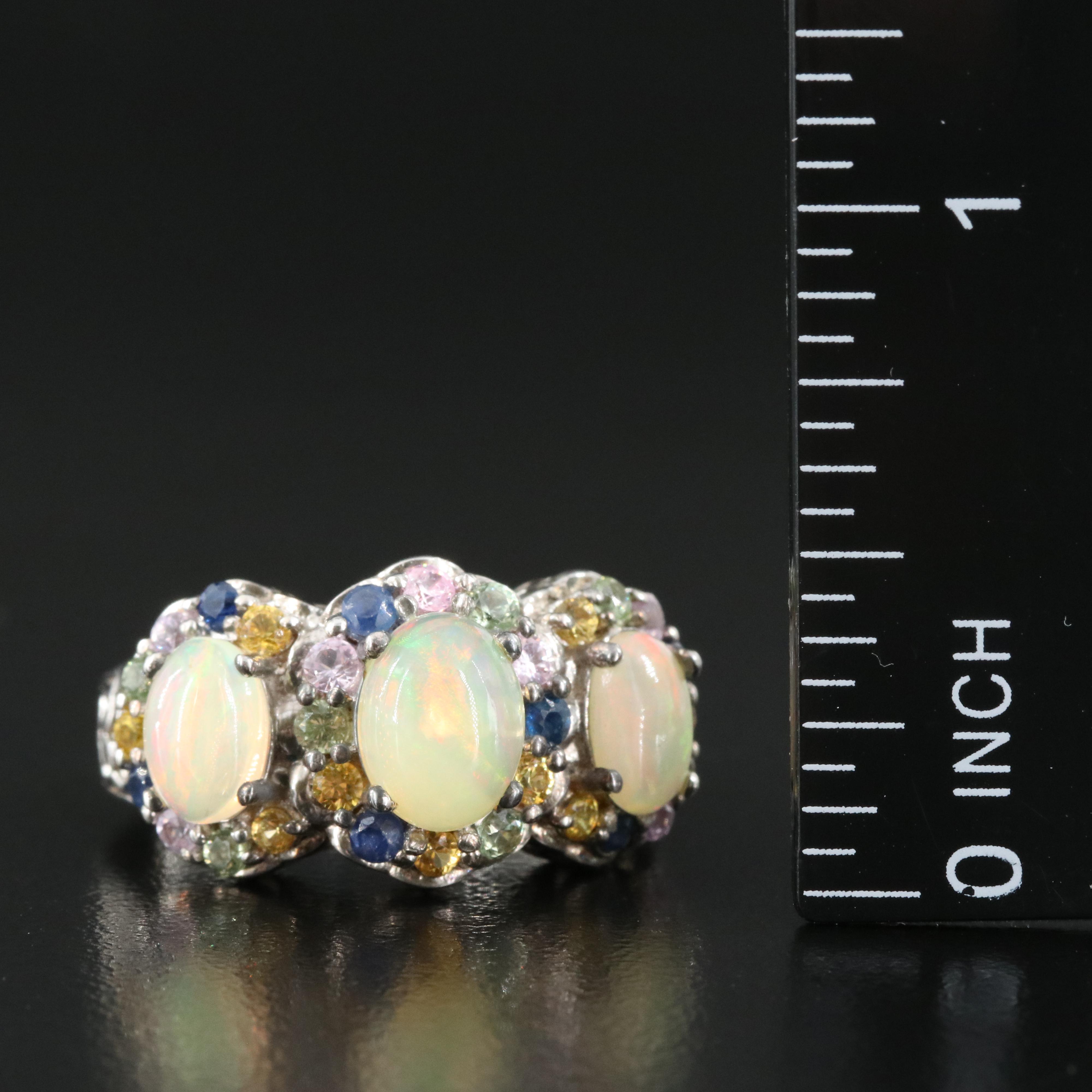 Sterling Rings Including Opal, Amethyst and Sapphire