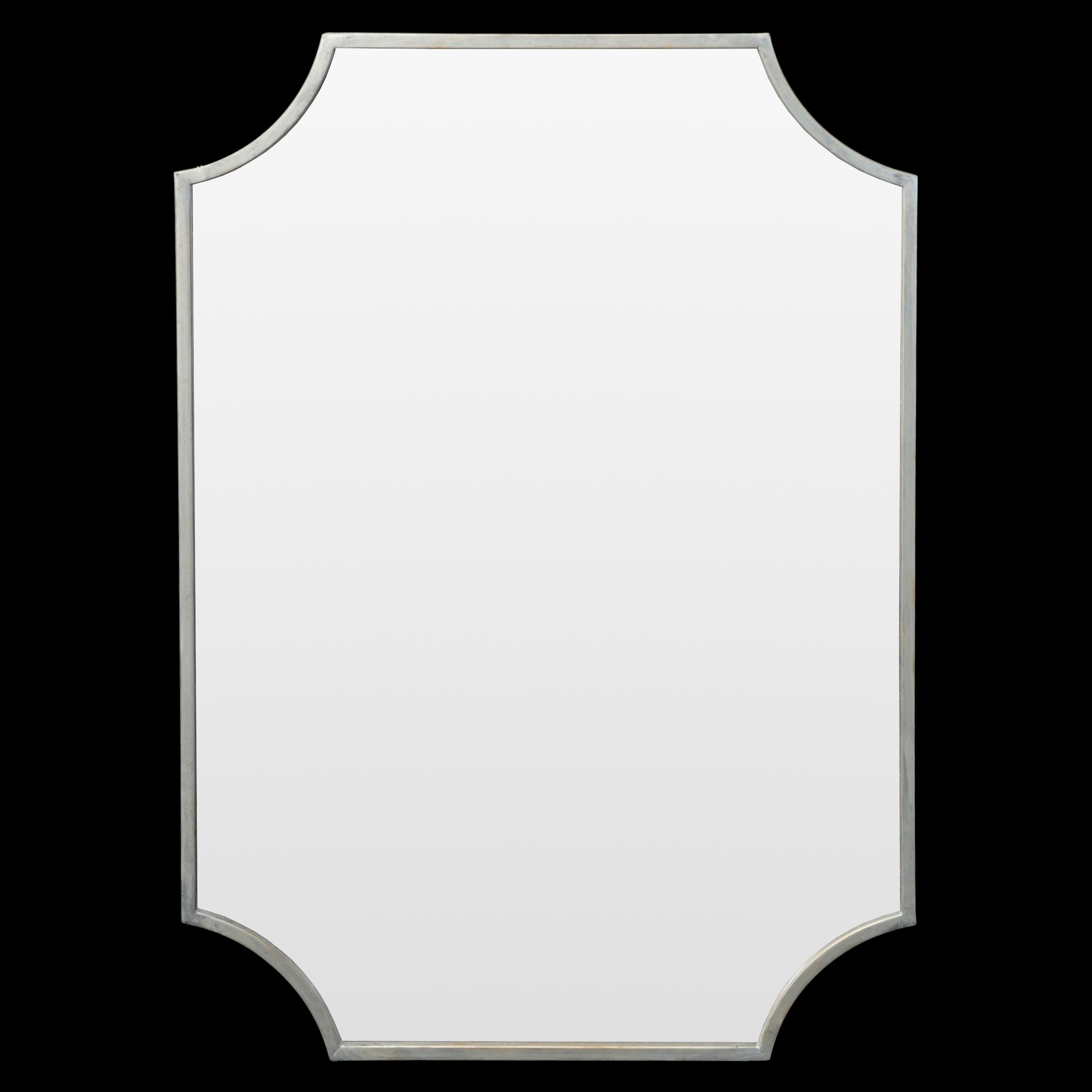 Antique Silver Finished Iron Scalloped Rectangular Decorative Vanity Wall Mirror