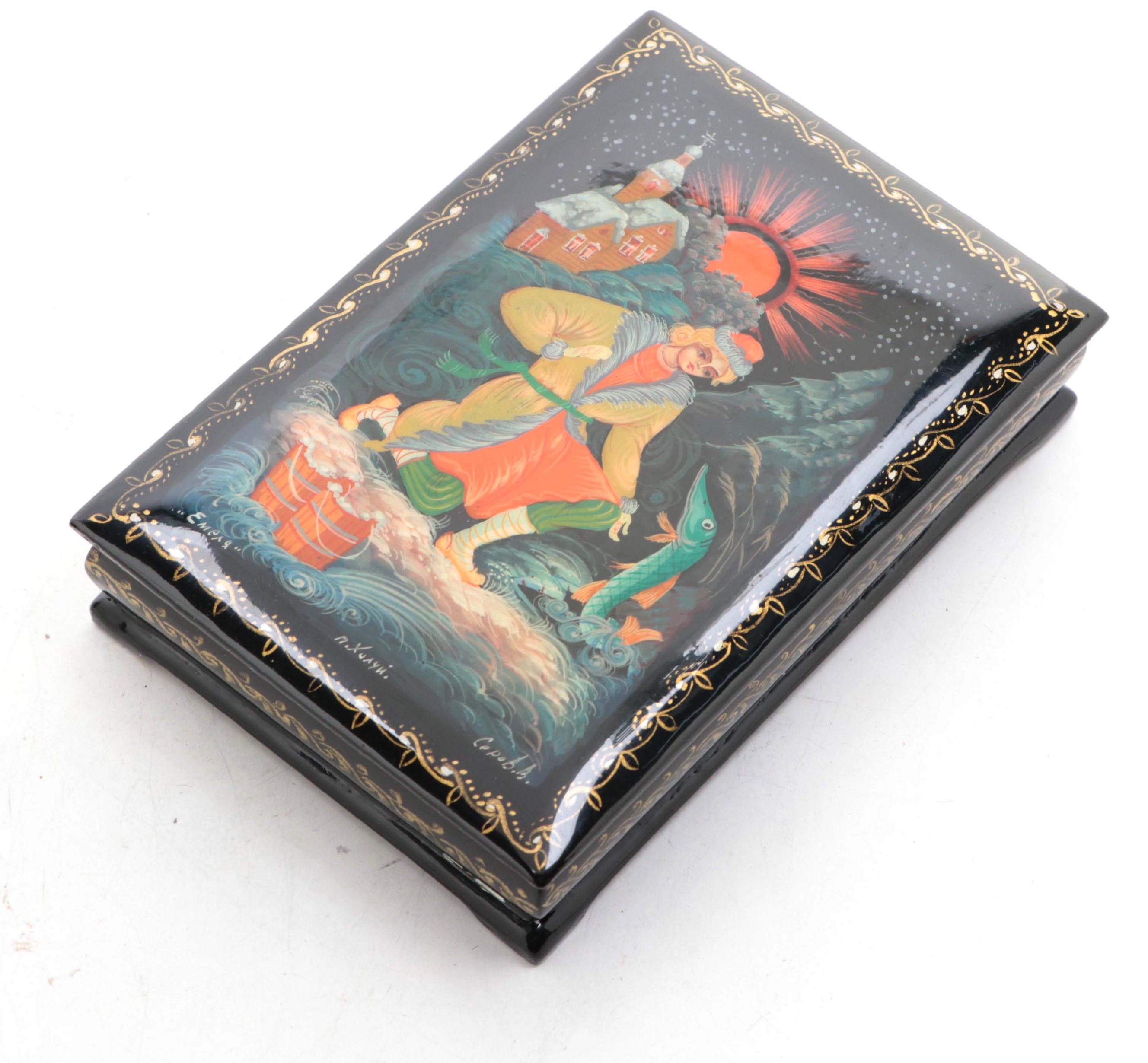 Kholuy, Mstyora with Other Russian Hand-Painted Fairytale Lacquer Boxes