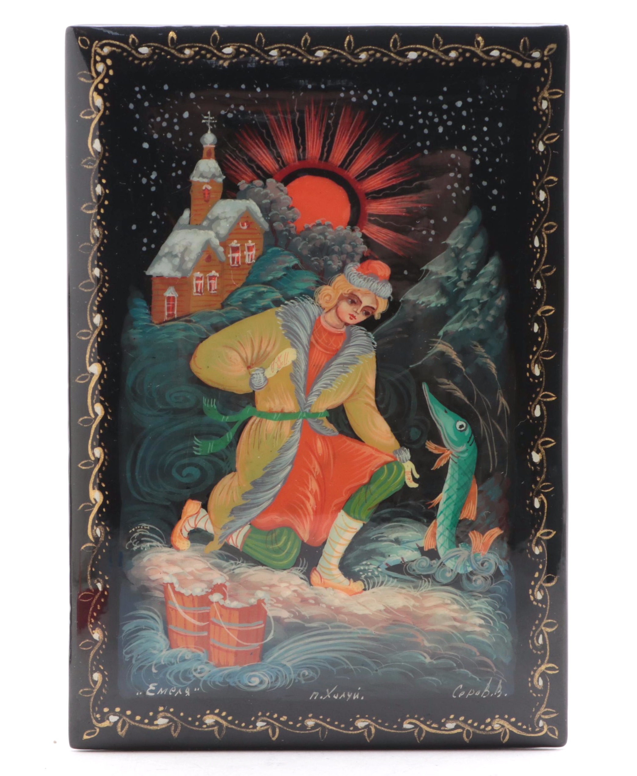 Kholuy, Mstyora with Other Russian Hand-Painted Fairytale Lacquer Boxes