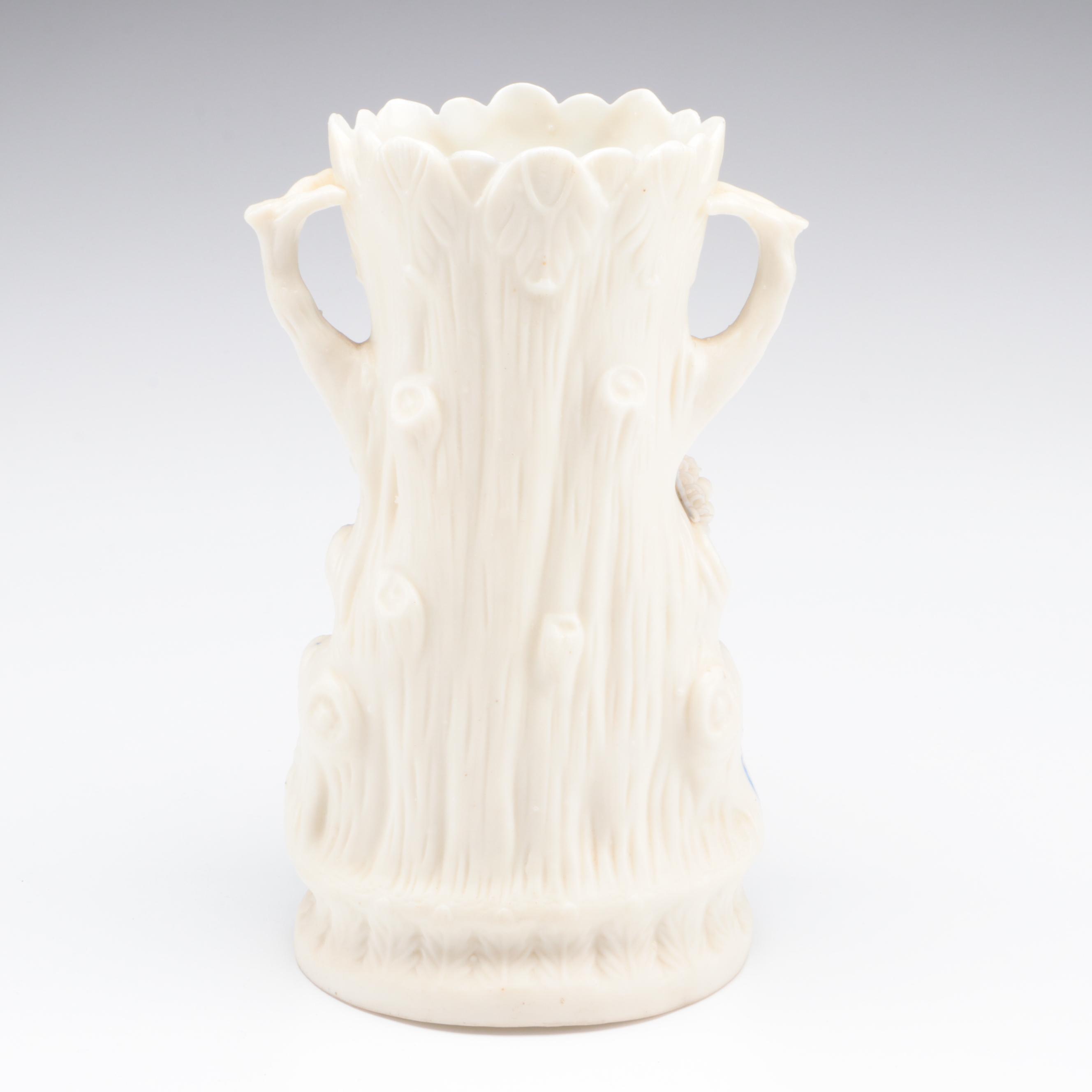 English Blue Ground Parian International Exhibition of 1862 Pitcher and Vase