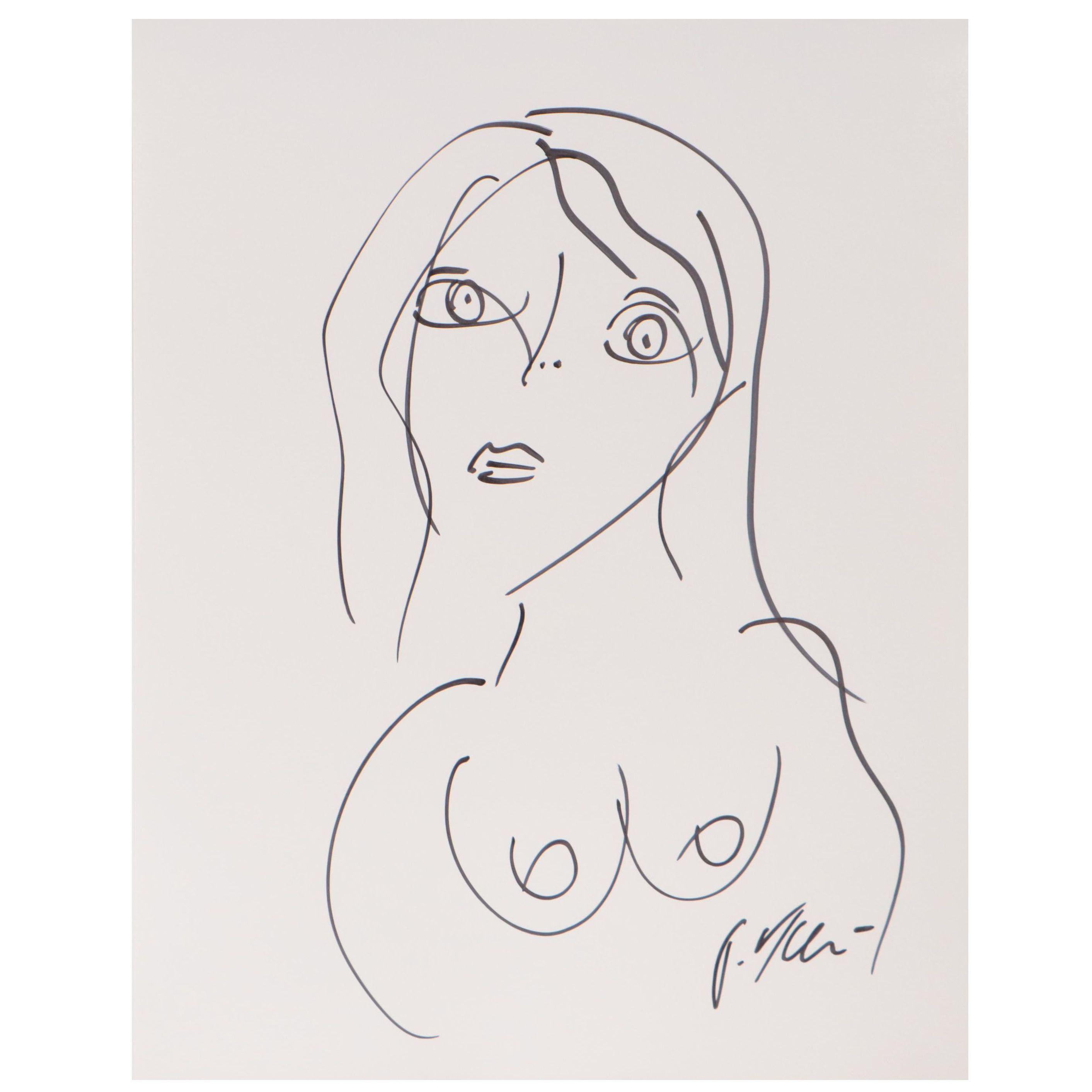 Peter Keil Abstract Ink Drawing of Nude